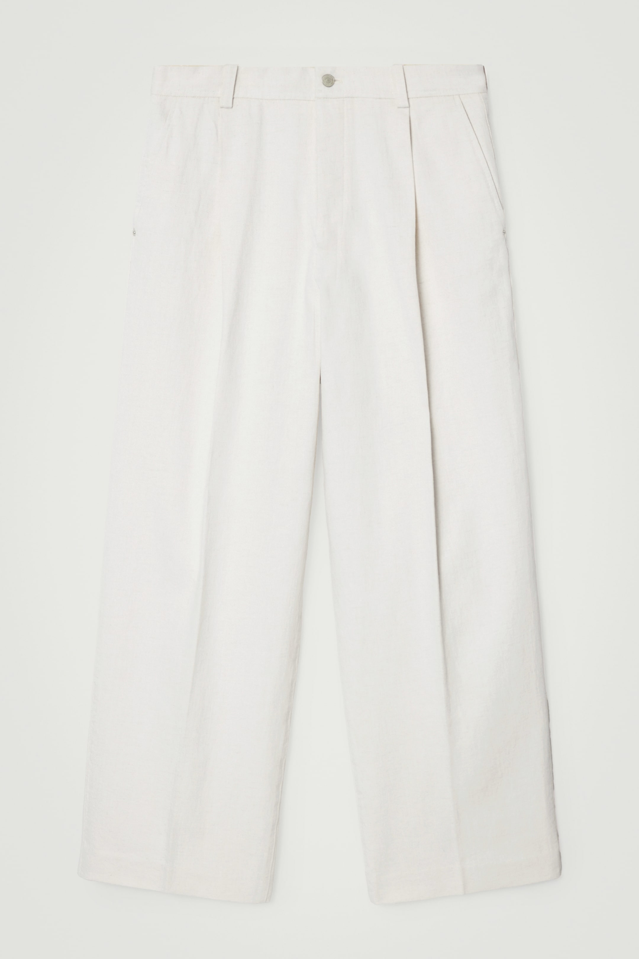 View larger image: PLEATED WIDE-LEG DENIM TROUSERS - WHITE - Men | H&M GB 1