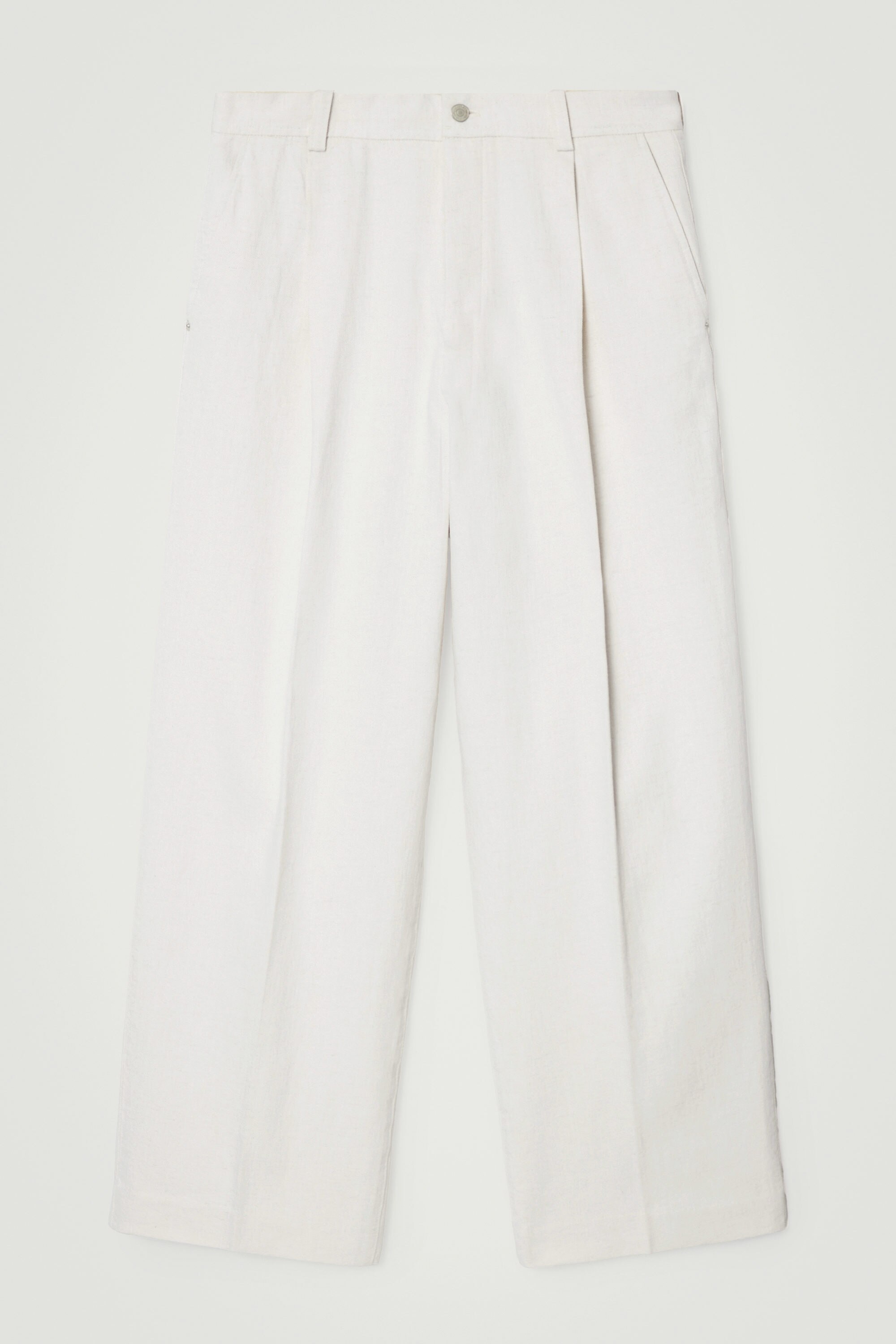 PLEATED WIDE-LEG DENIM PANTS - WHITE | COS