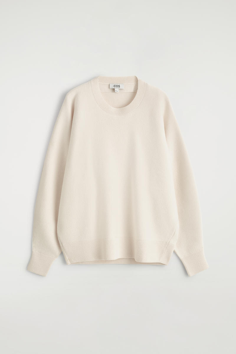 Cos Rounded Double-faced Wool Sweater In Neutral