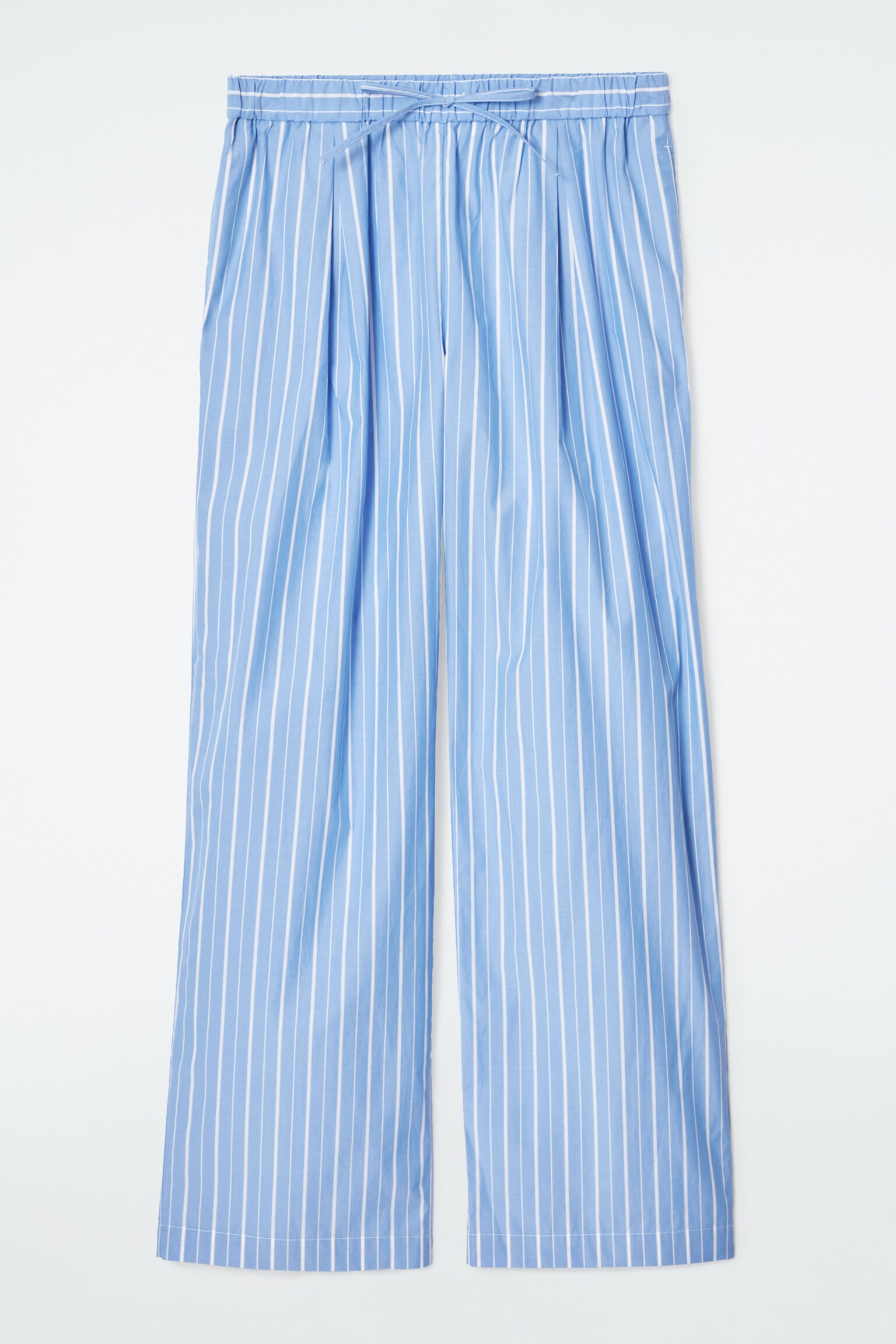 PINSTRIPED COTTON PYJAMA TROUSERS - BLUE / PINSTRIPED
