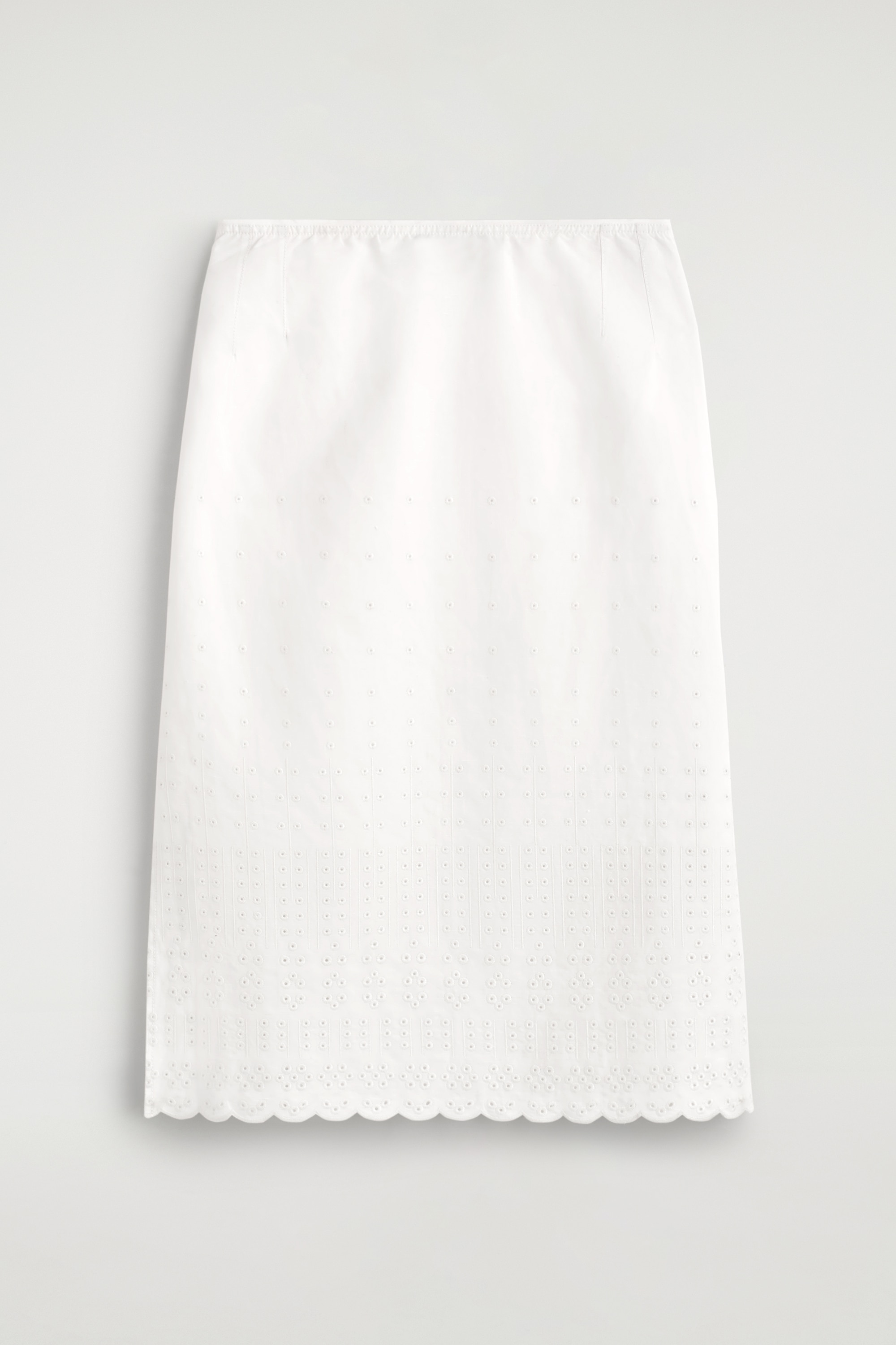 BRODERIE ANGLAISE COTTON-LINEN SKIRT - WHITE