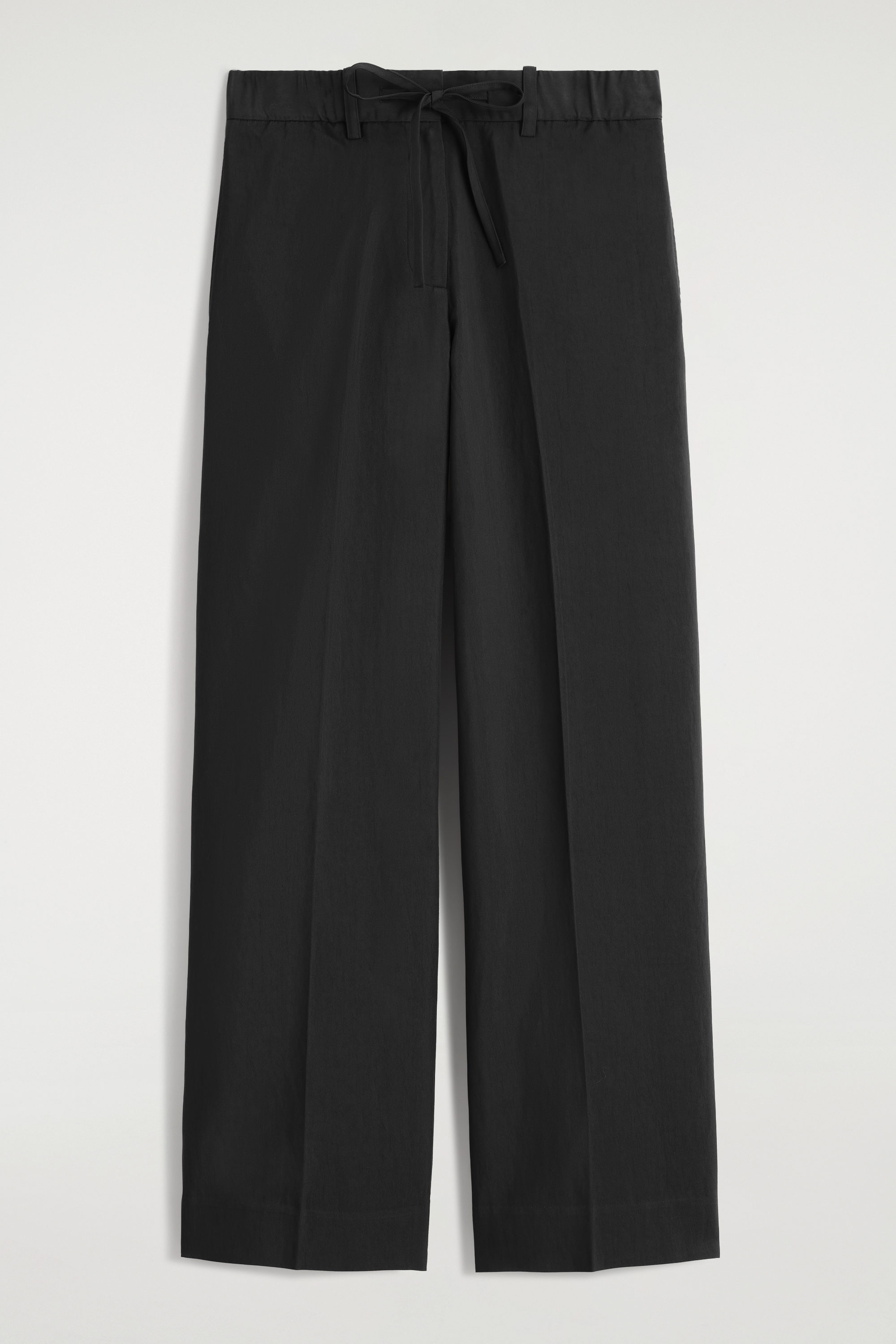 PLEATED COTTON WIDE-LEG PANTS - BLACK | COS