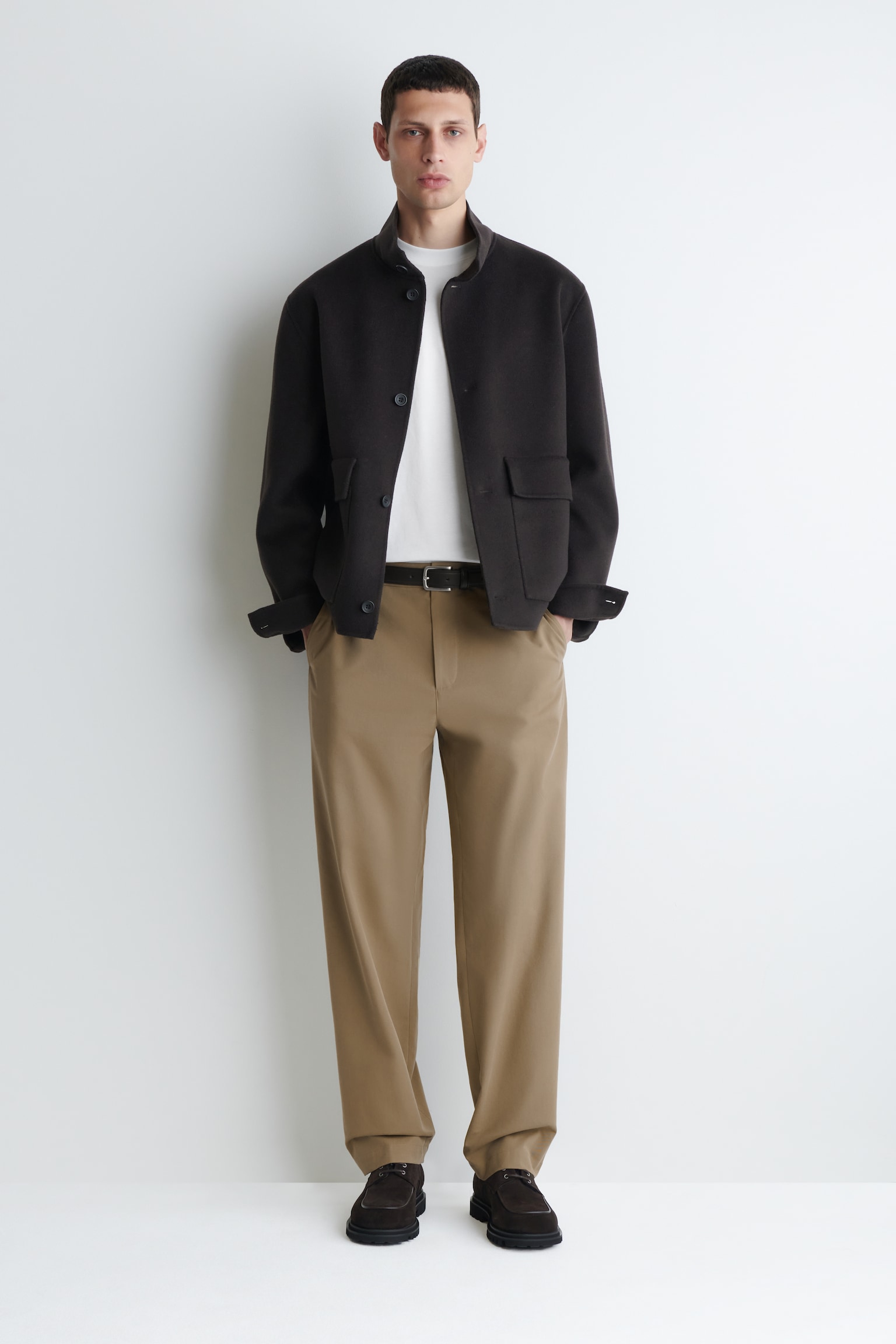 PANTALONI CHINO DIN BUMBAC CU PICIOARE DREPTE - BEJ/BLEUMARIN/NEGRU