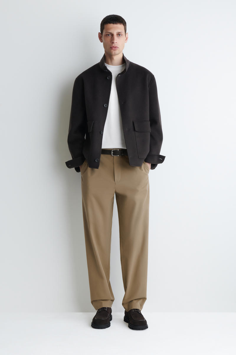 Cos Cotton Straight-leg Chinos In Sand