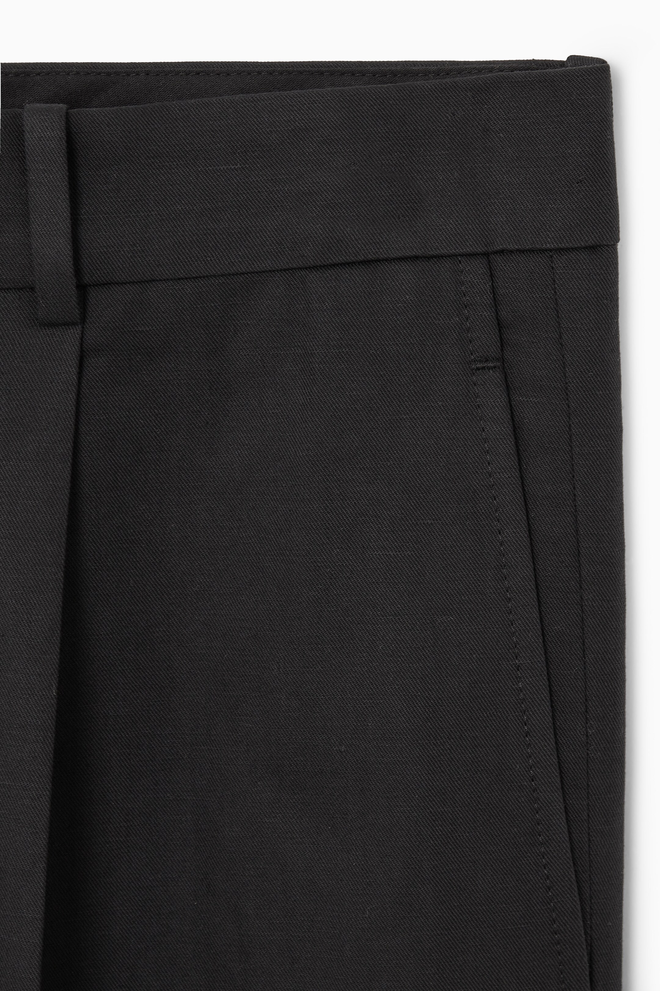 View larger image: PLEATED LINEN STRAIGHT-LEG TROUSERS - BLACK - Men | H&M GB 3