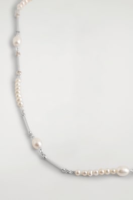 ASYMMETRIC FRESHWATER PEARL NECKLACE — SILVER 2