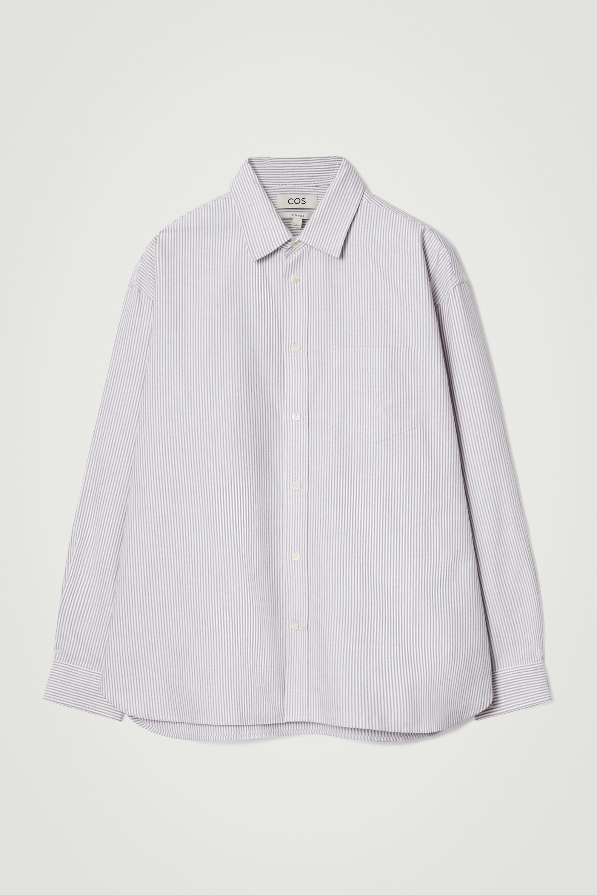 WIDE OVERSIZED COTTON OXFORD SHIRT - BROWN / STRIPED | COS