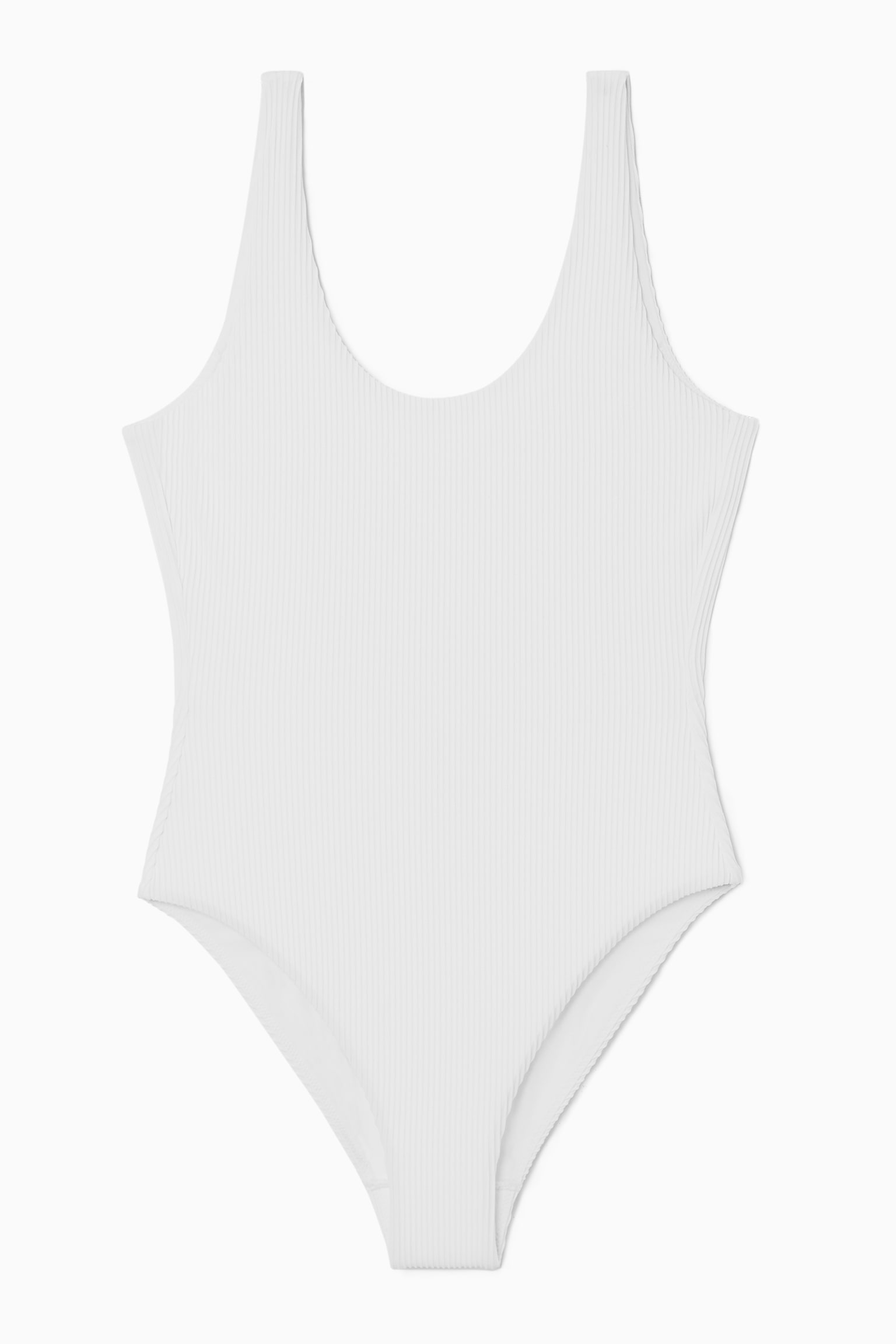 SCOOP-NECK RIBBED SWIMSUIT - WHITE/BLACK