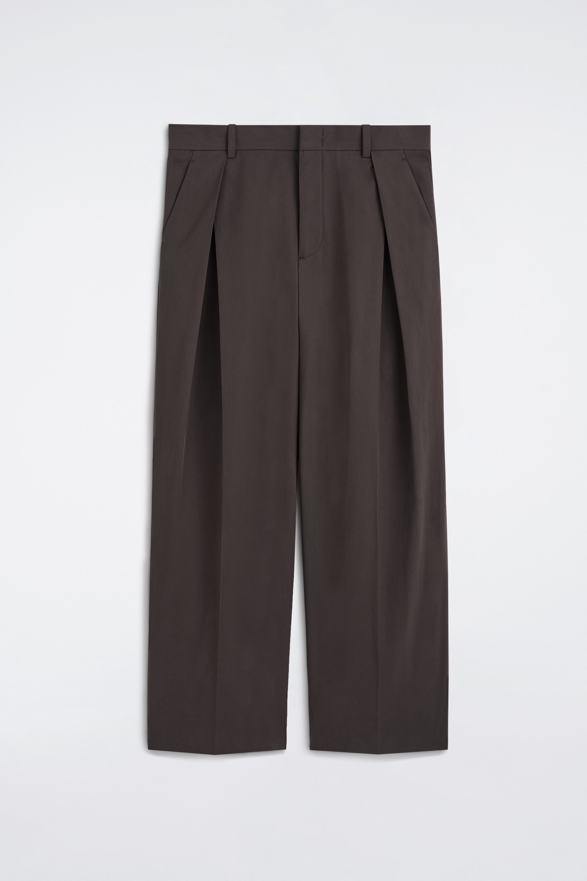 PLEATED COTTON RELAXED-FIT WIDE-LEG PANTS - thumbnail 6