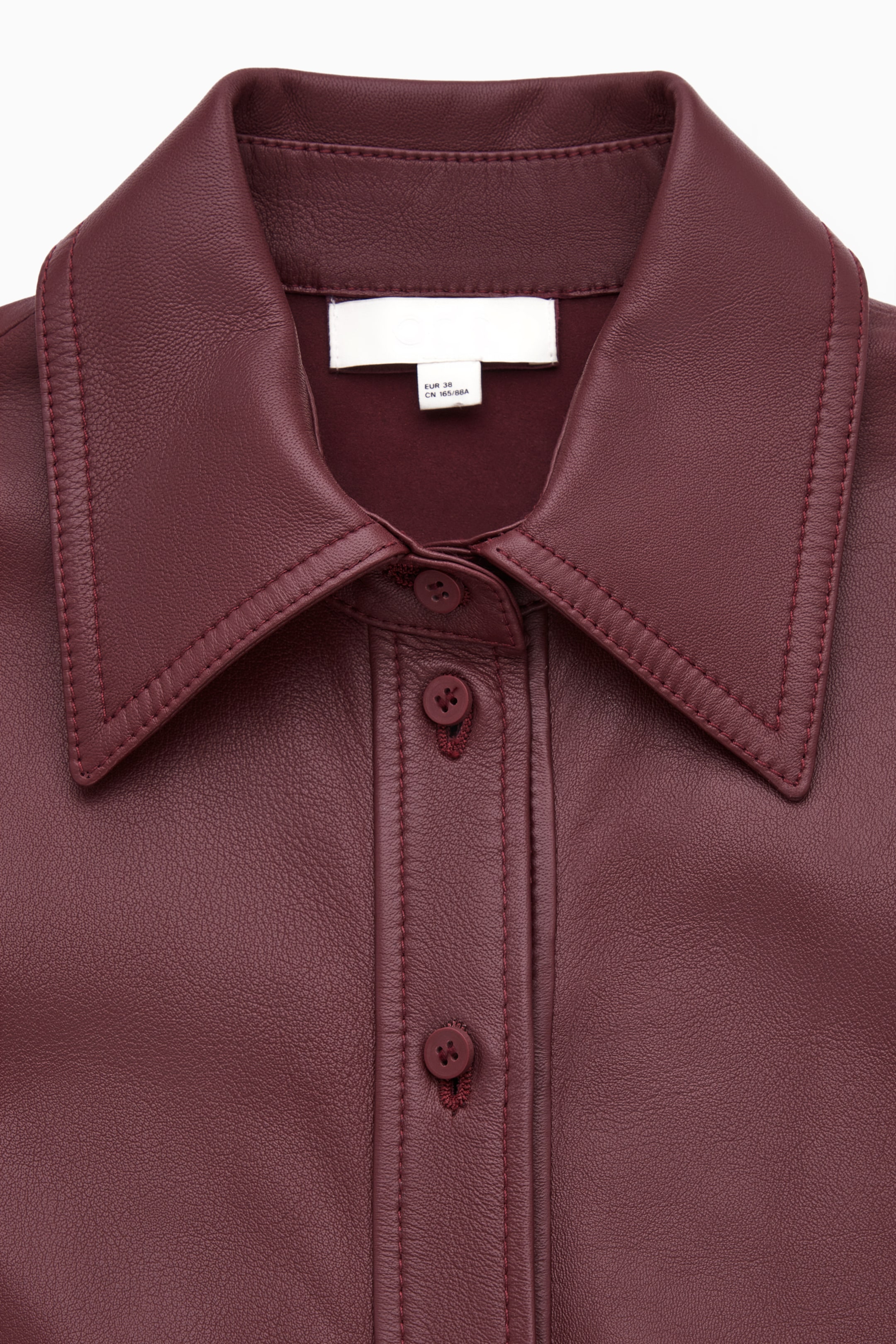 View larger image: BELTED LEATHER MIDI SHIRT DRESS - BURGUNDY - Ladies | H&M GB 2