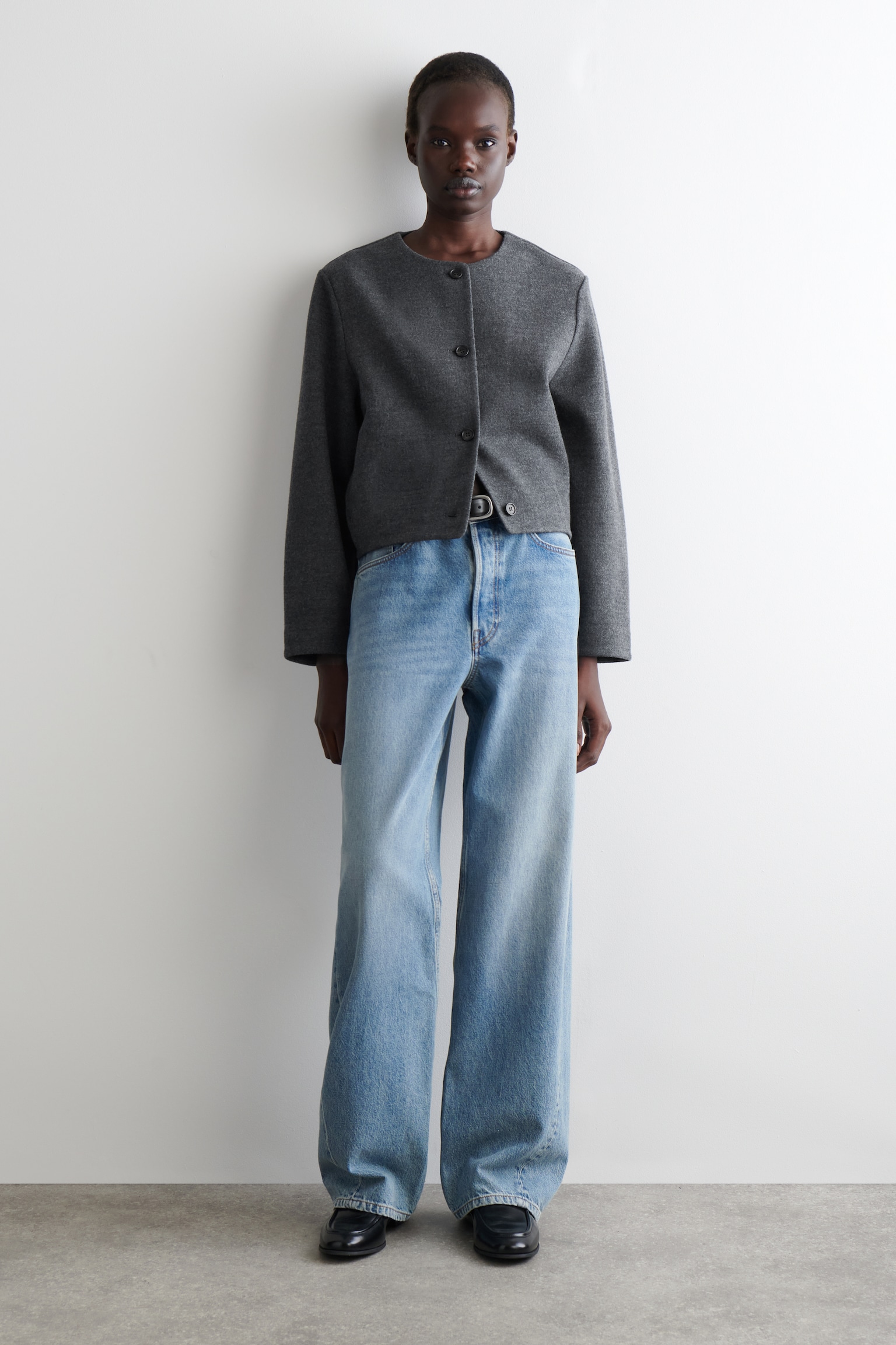 BOILED MERINO WOOL CARDIGAN - DARK-GREY MÉLANGE/NAVY - 6