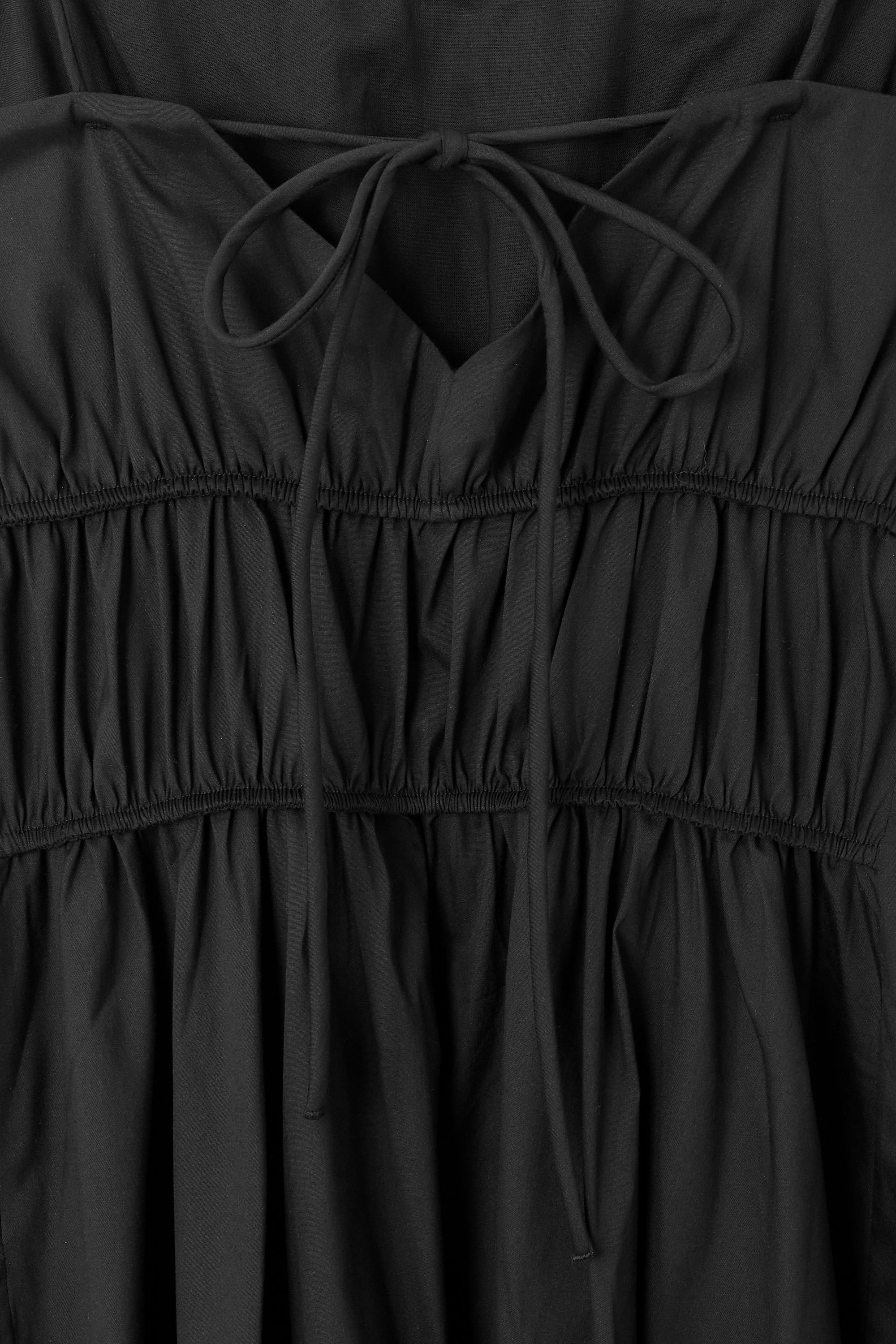GATHERED COTTON MIDI DRESS - BLACK | COS GB
