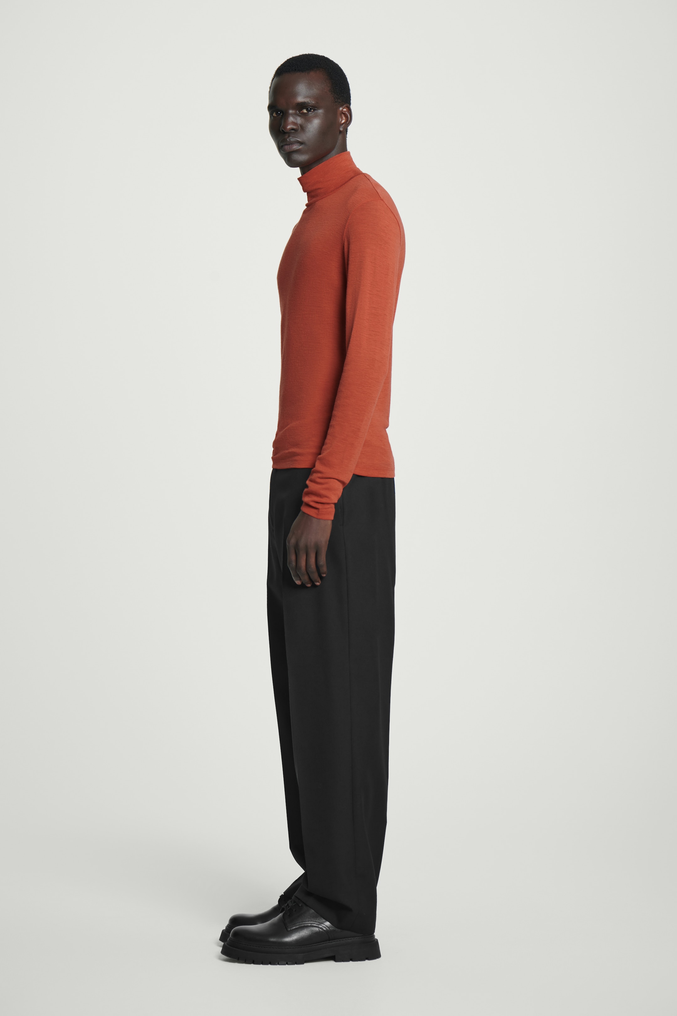 View larger image: SLIM WOOL-JERSEY ROLL-NECK TOP - RED - Men | H&M GB 4