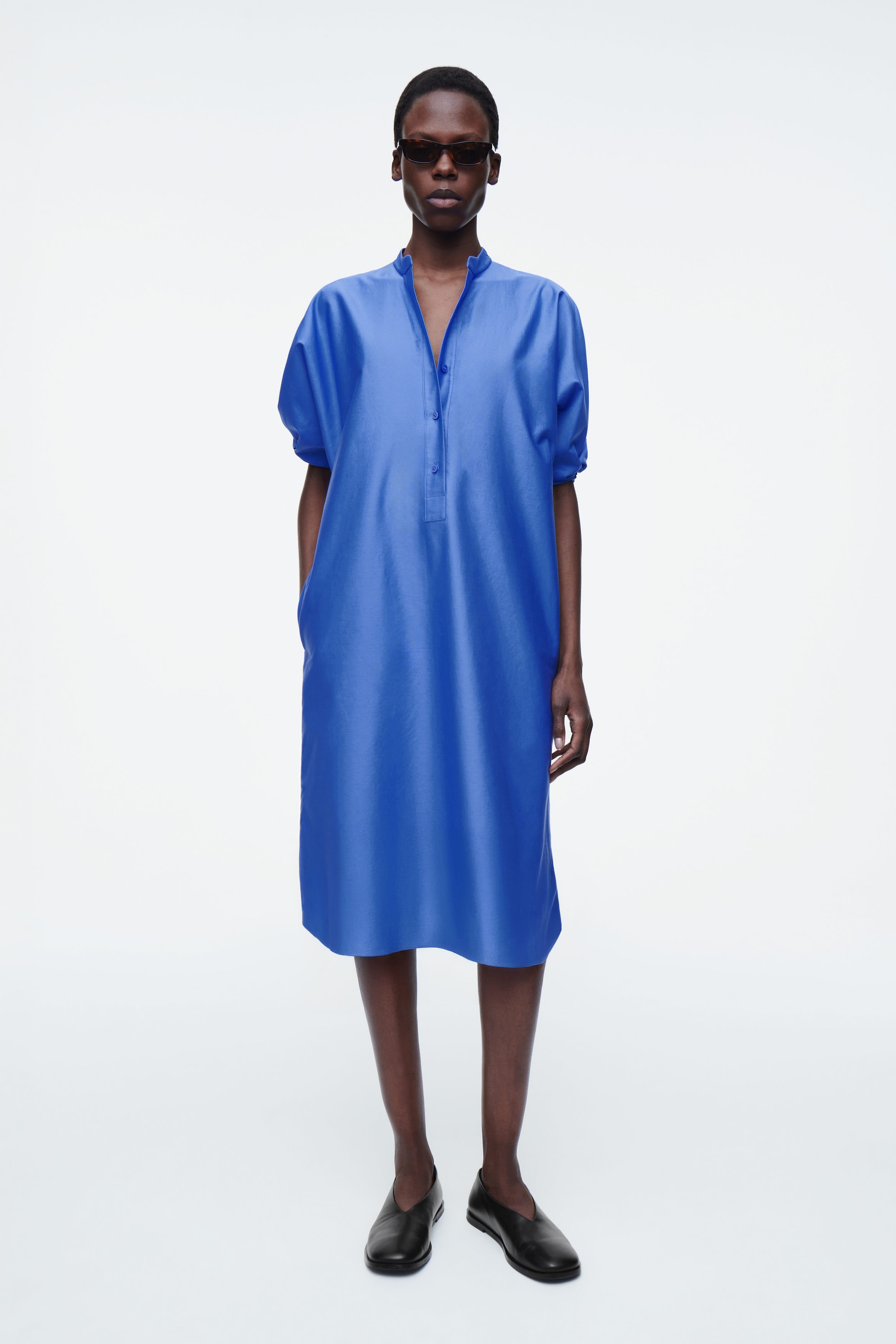 BELTED MIDI SHIRT DRESS