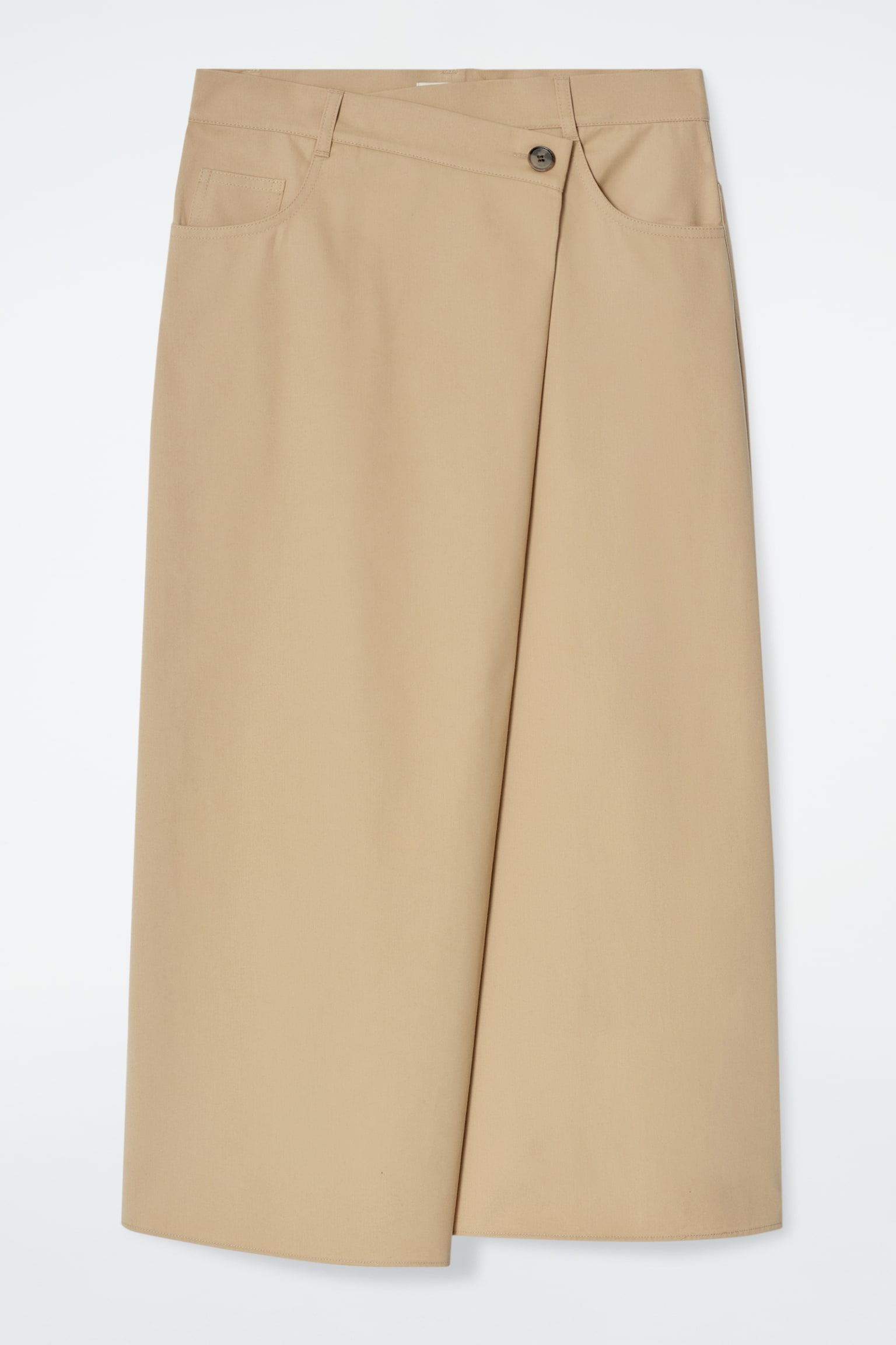 ASYMMETRIC COTTON MIDI SKIRT - BEIGE - 2