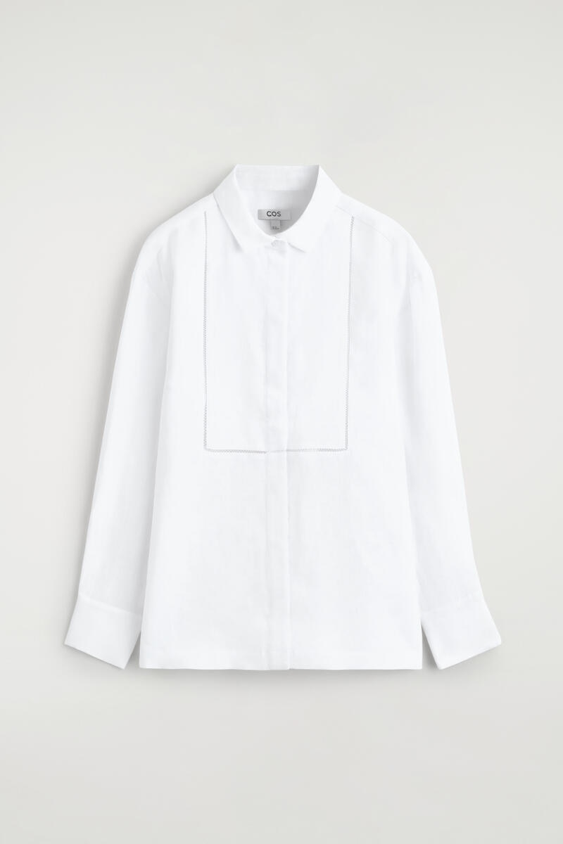 Embroidered-Detail Linen Shirt