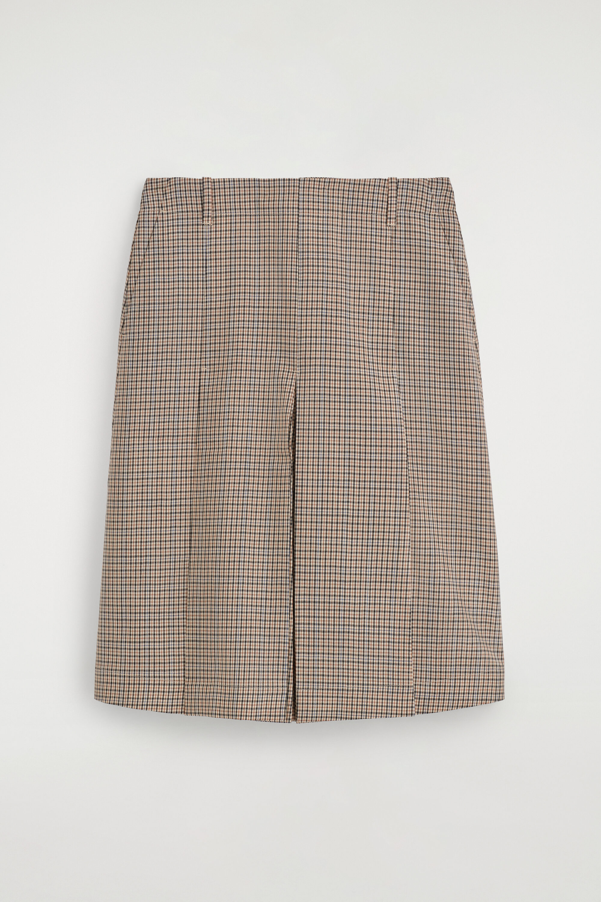 BOX-PLEAT CHECKED WOOL MIDI SKIRT - BEIGE / CHECKED | COS US