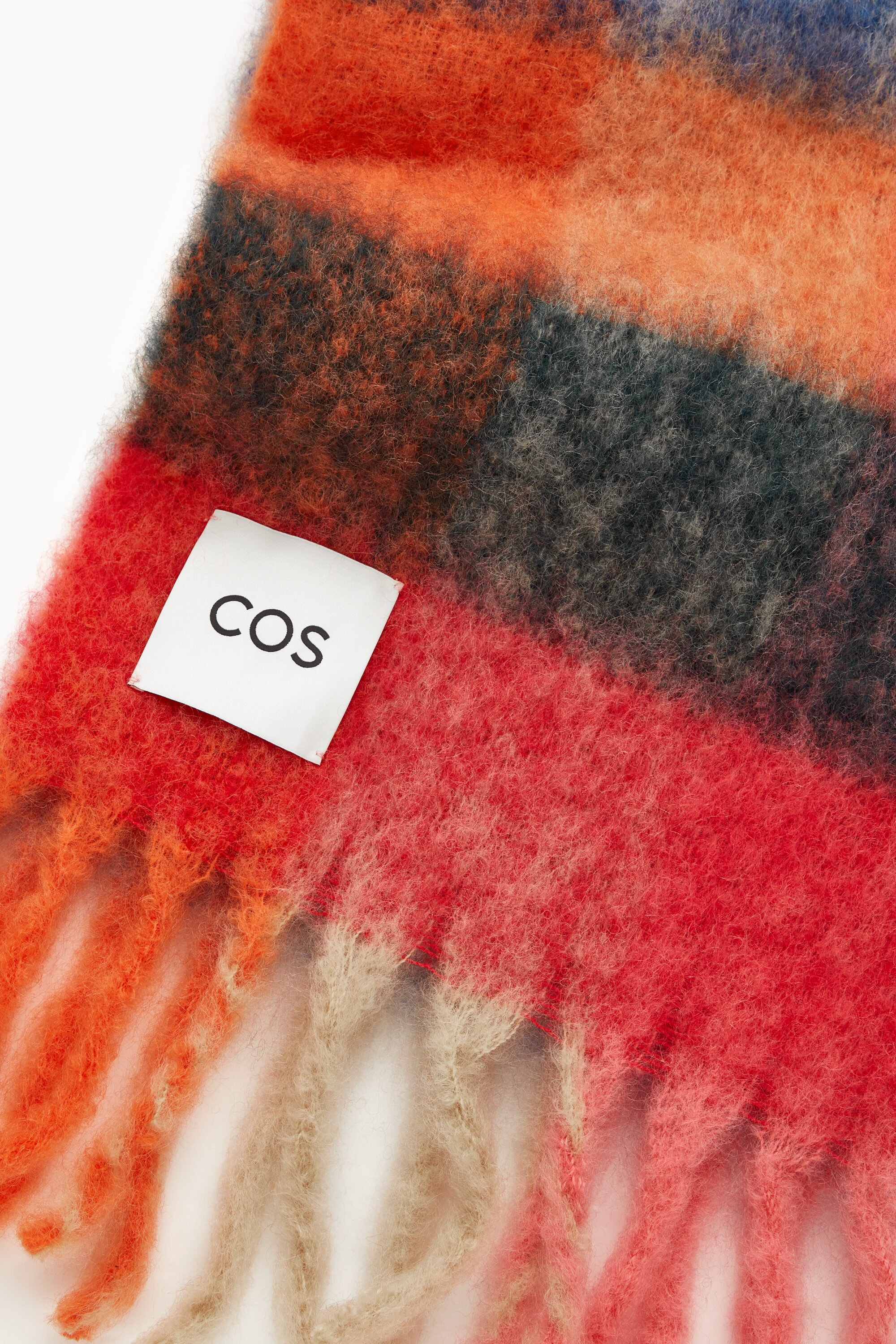 OVERSIZED MOHAIR-BLEND SCARF - ORANGE / CHECK | COS