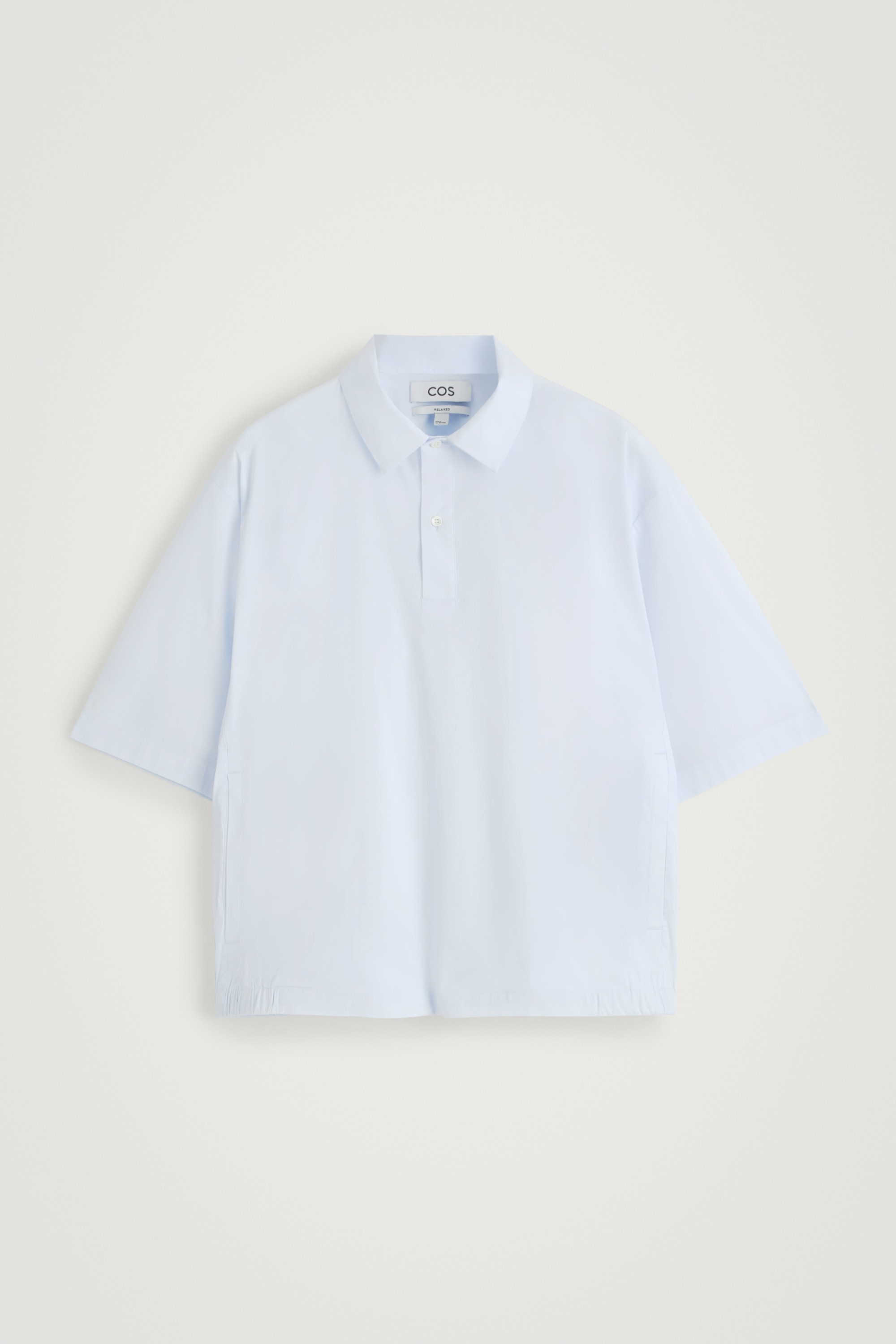 COTTON POPOVER SHORT-SLEEVED SHIRT - LIGHT BLUE