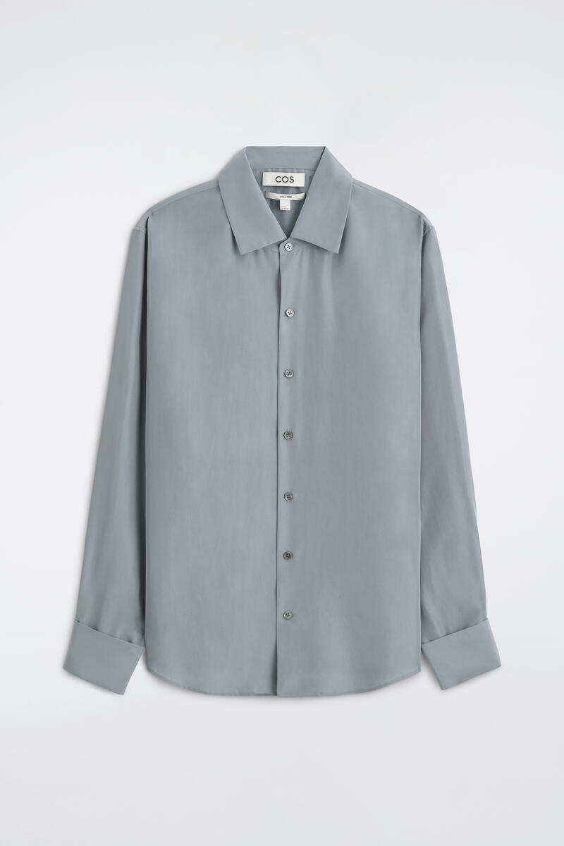 Relaxed Silk Shirt in Gray
