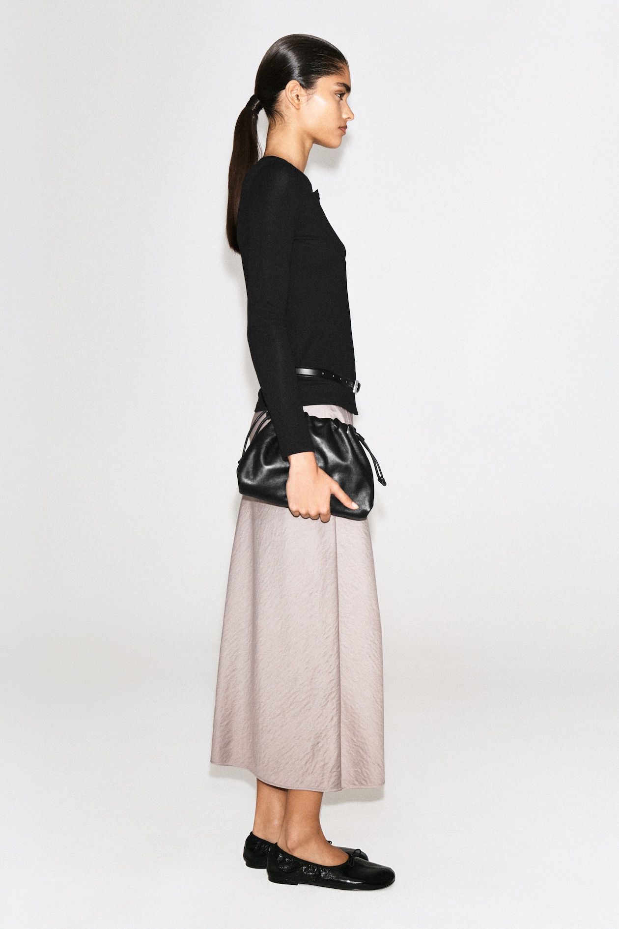 JERSEY CARDIGAN TOP — BLACK