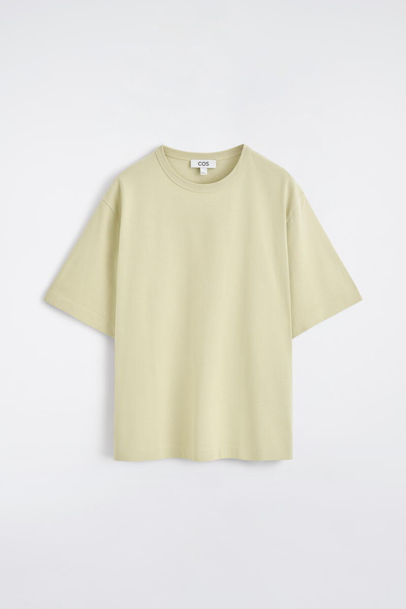 Relaxed Garment-Washed Cotton T-Shirt in Green