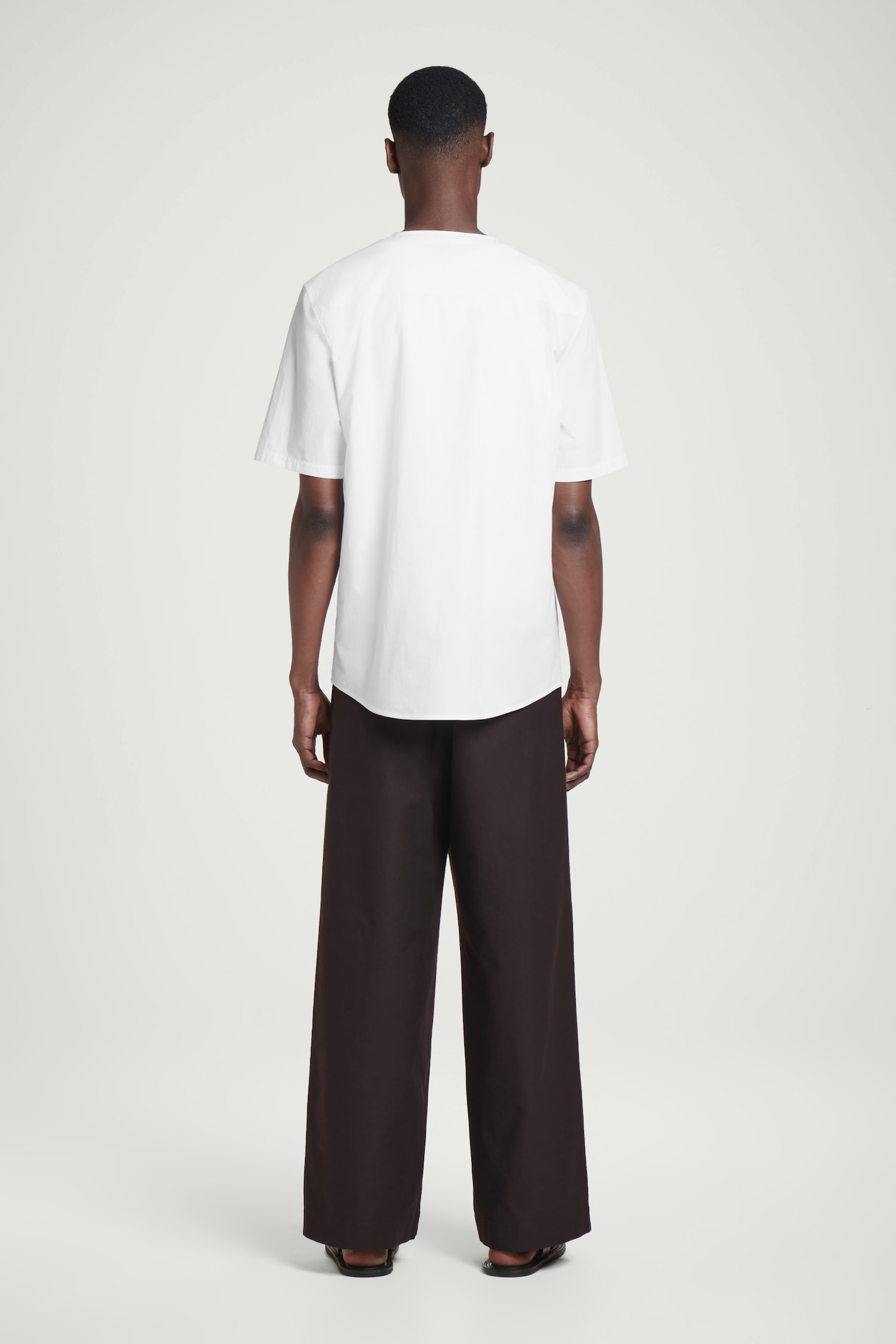 COLLARLESS PIMA COTTON SHIRT - WHITE/NAVY - 7