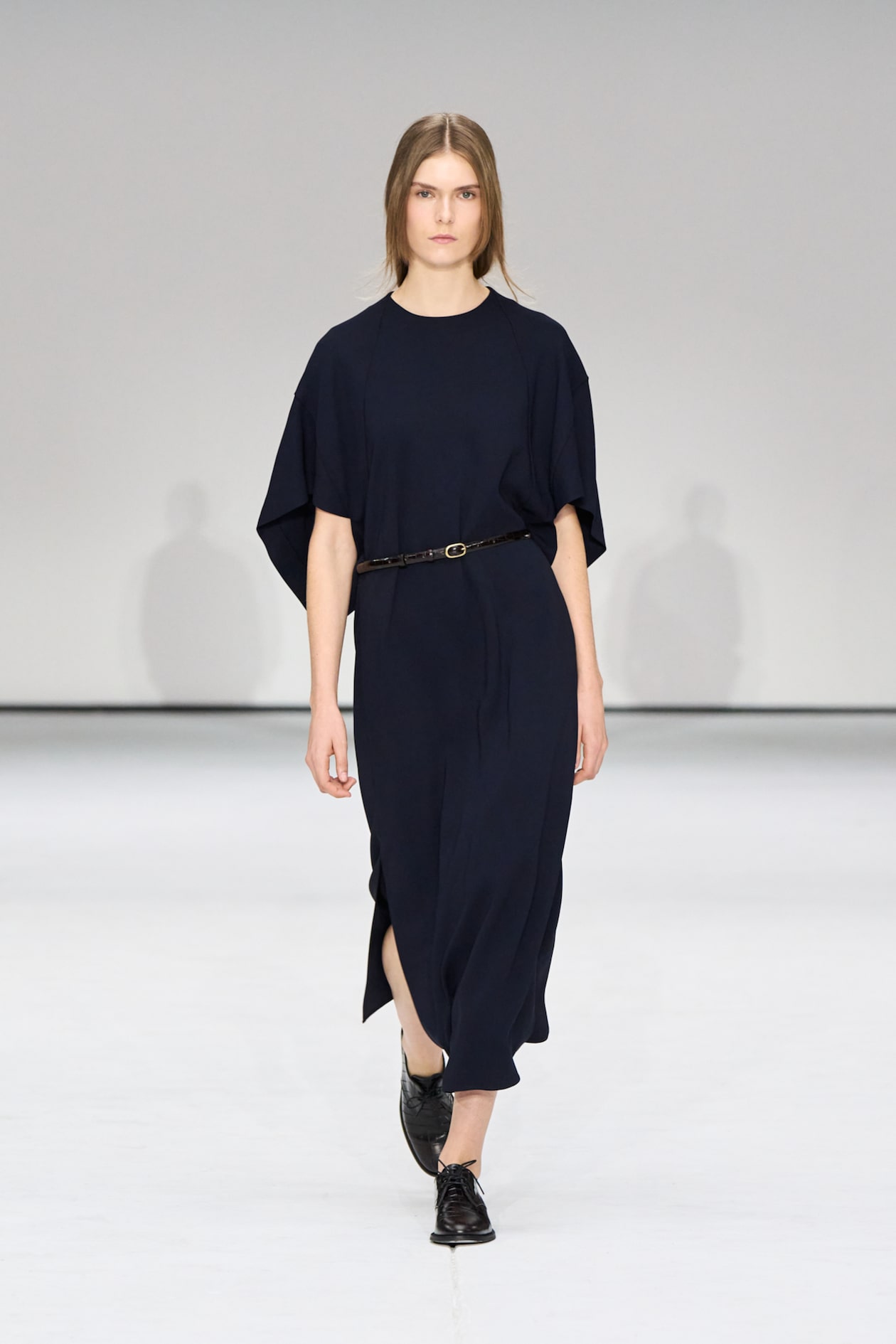 SCULPTURAL DRAPED MIDI DRESS