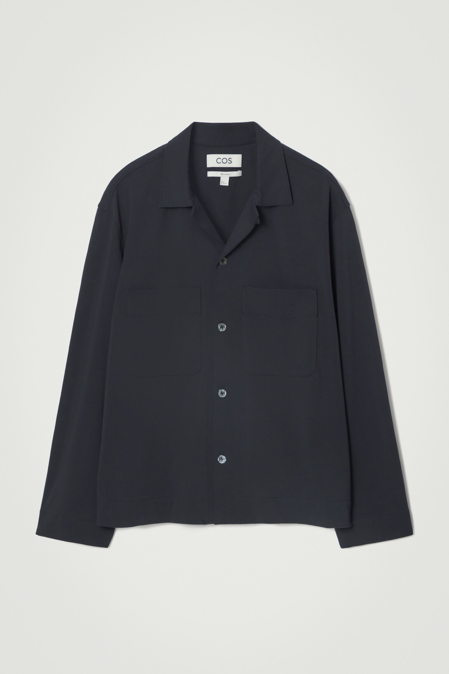 RELAXED PYJAMA-STYLE COTTON-CREPE SHIRT - NAVY - 1