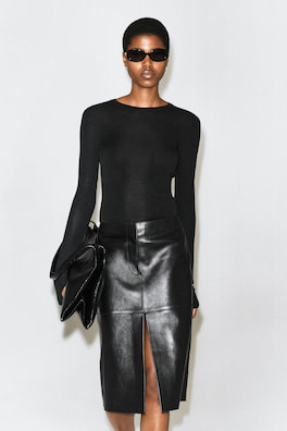 SLIM MERINO WOOL TOP — BLACK 1