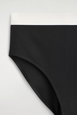COLOUR-BLOCK SCUBA HIGH-WAISTED BIKINI BRIEFS — BLACK / CREAM 5