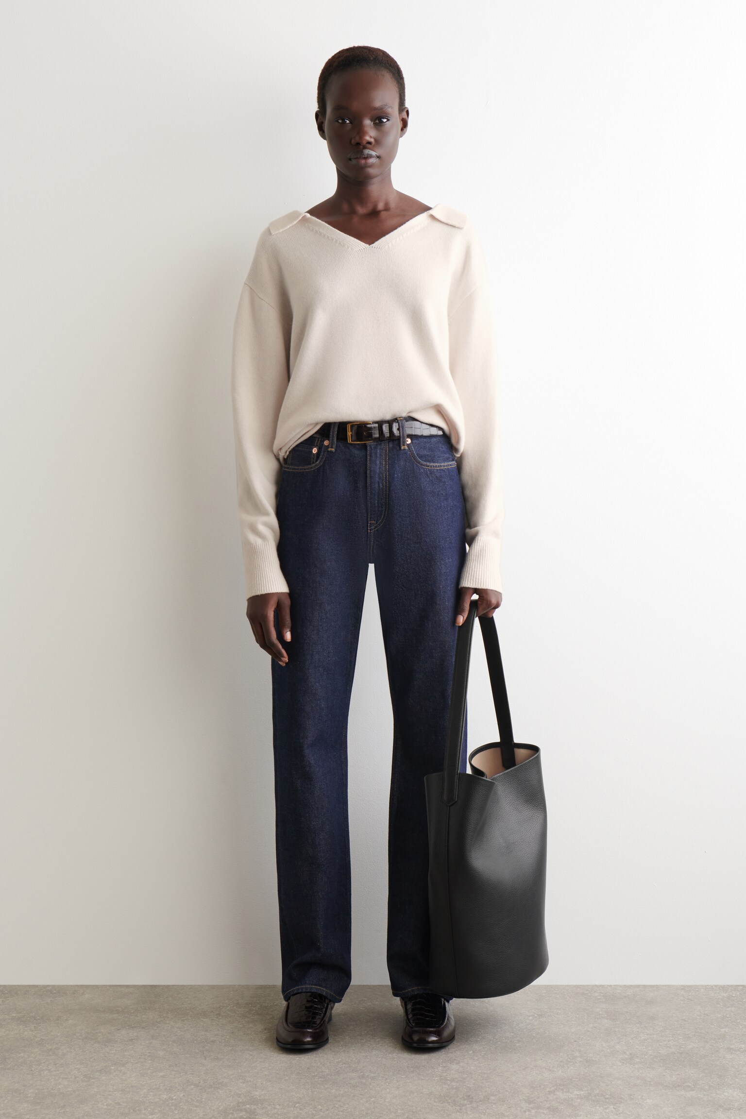 PULL POLO EN LAINE MÉRINOS - IVOIRE/NOIR/BEIGE CHINÉ - 4