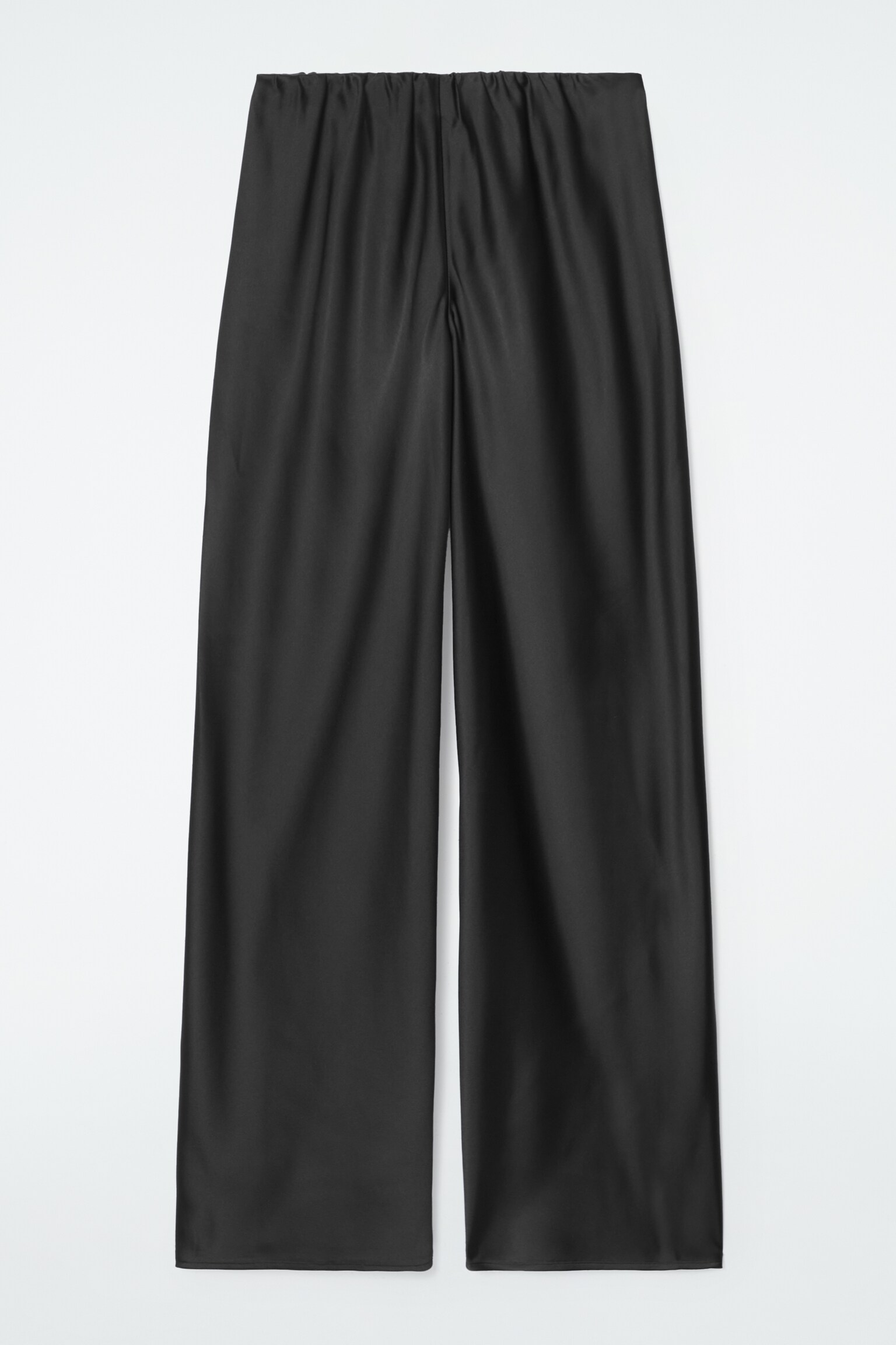 ELASTICATED SATIN TROUSERS - BLACK