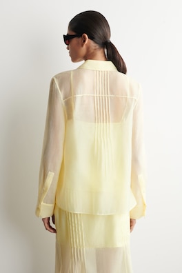 SHEER PINTUCKED SHIRT — YELLOW 4