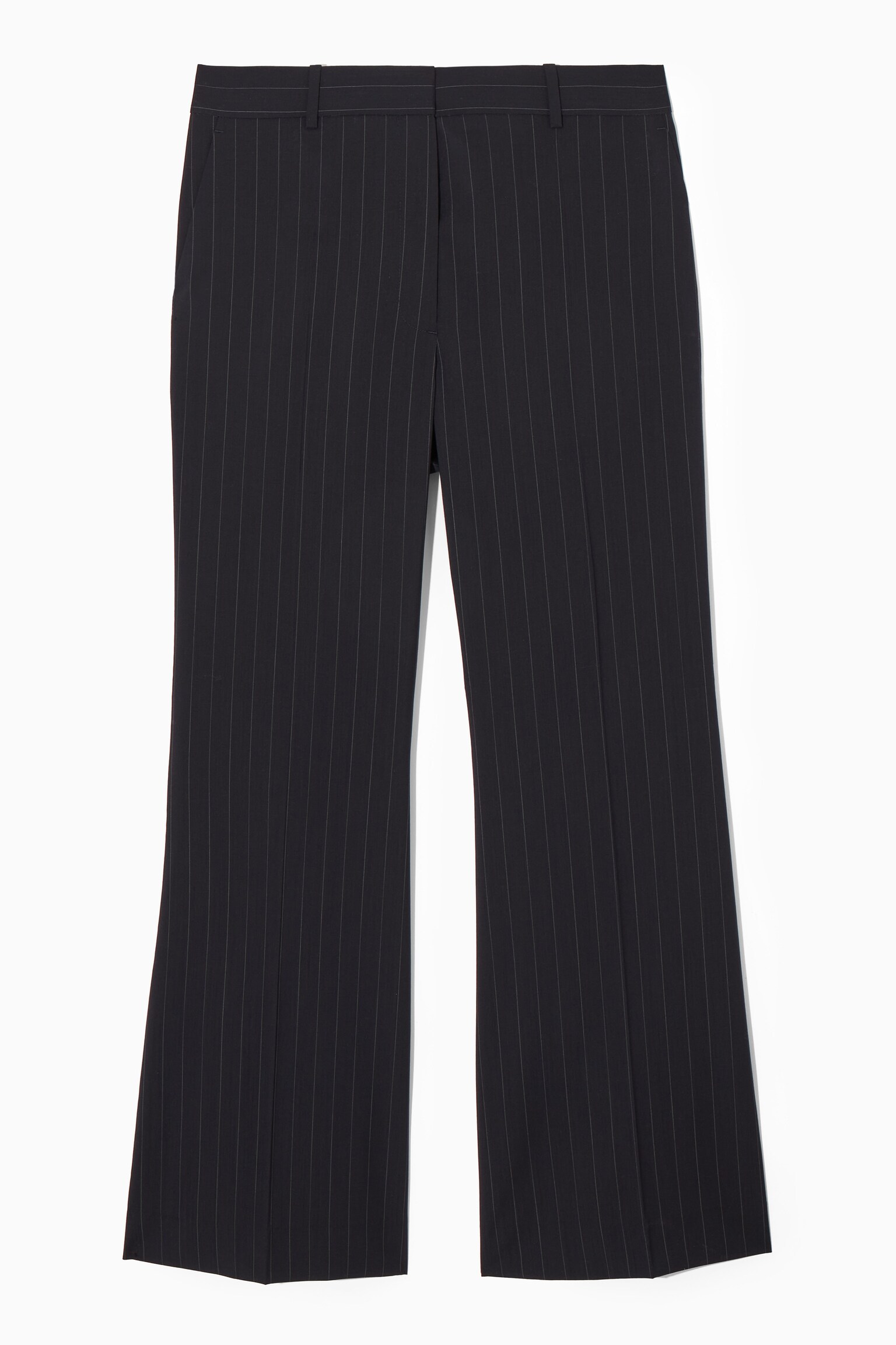 REGULAR FLARED WOOL TROUSERS - NAVY/BROWN