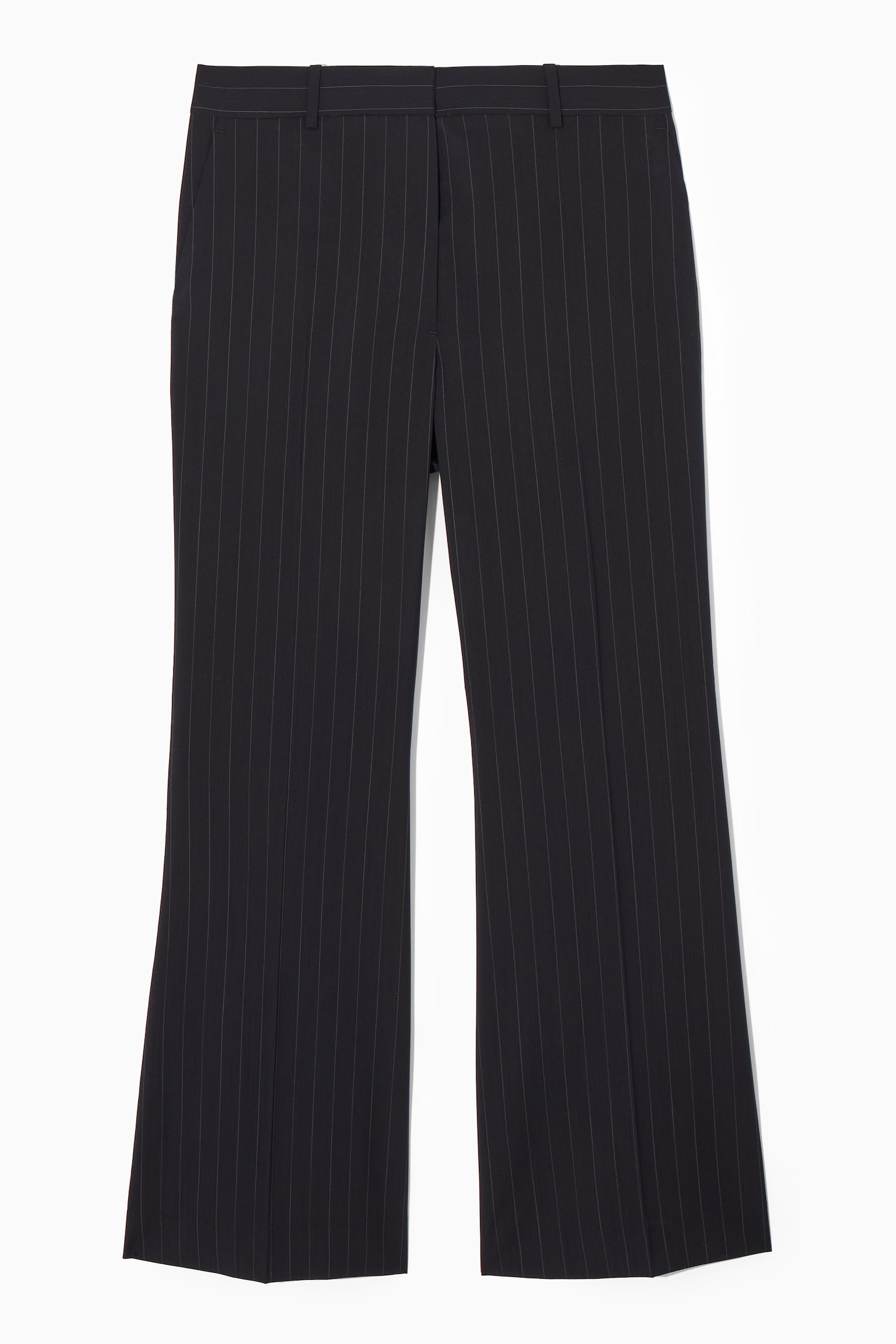 REGULAR FLARED WOOL TROUSERS - NAVY/BROWN