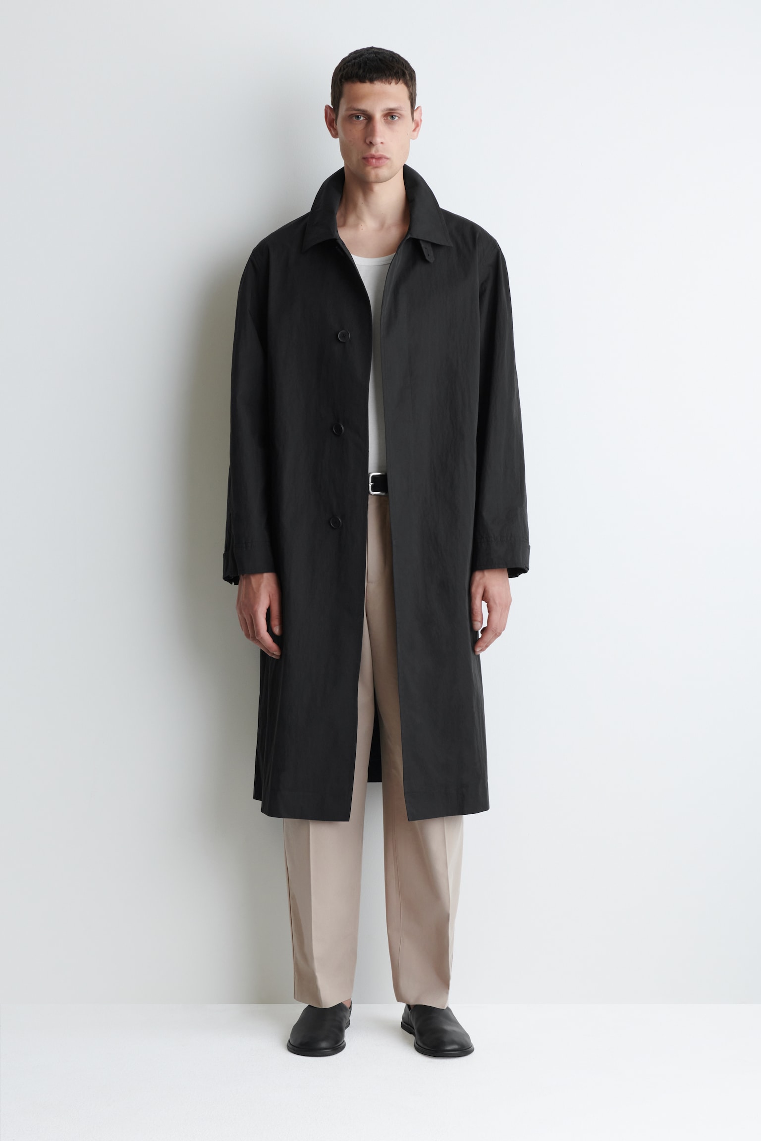 COTTON TRENCH COAT - BLACK