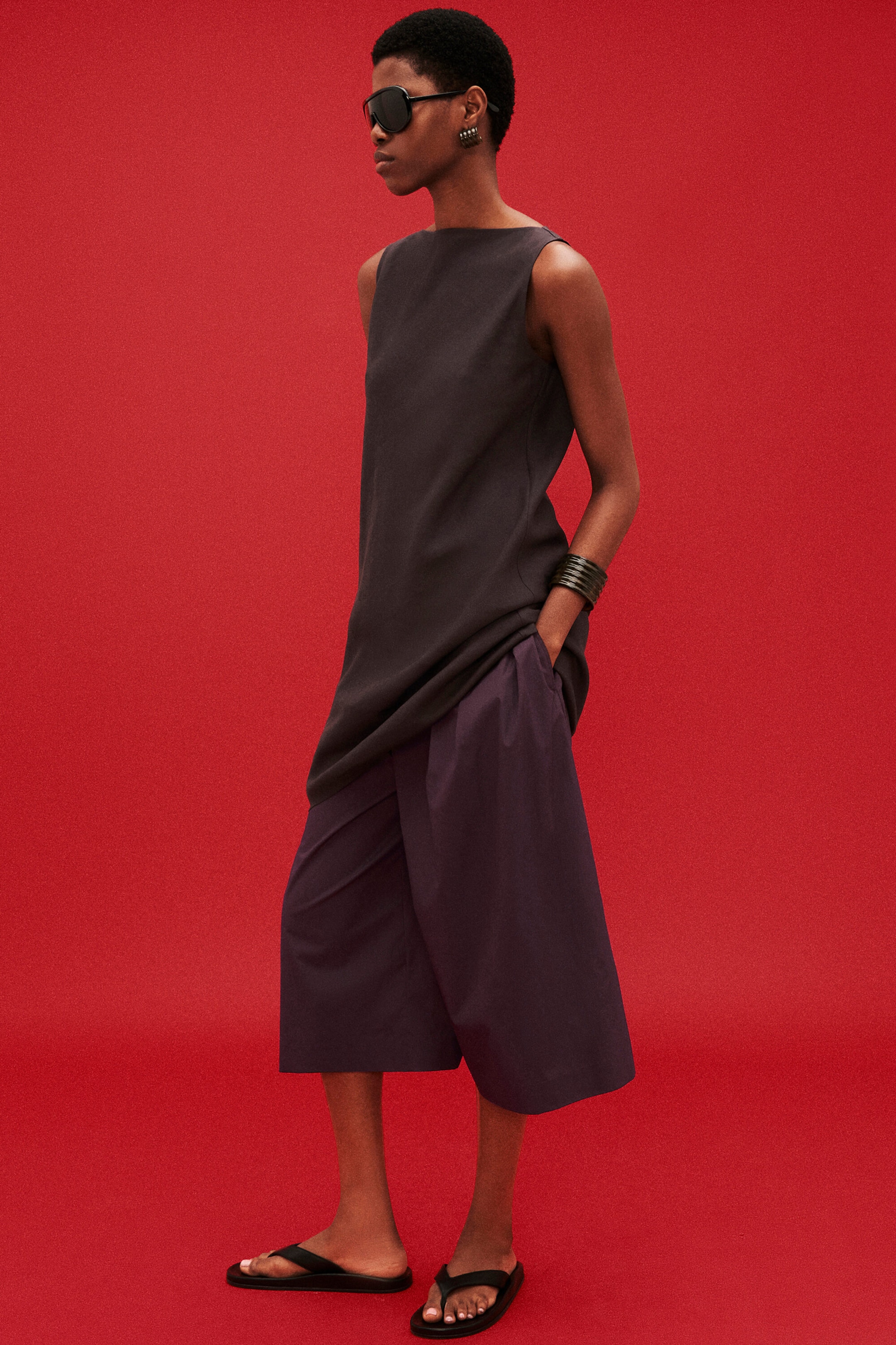 PLEATED COTTON CULOTTES