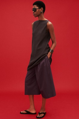 PLEATED COTTON CULOTTES — BORDEAUX 5