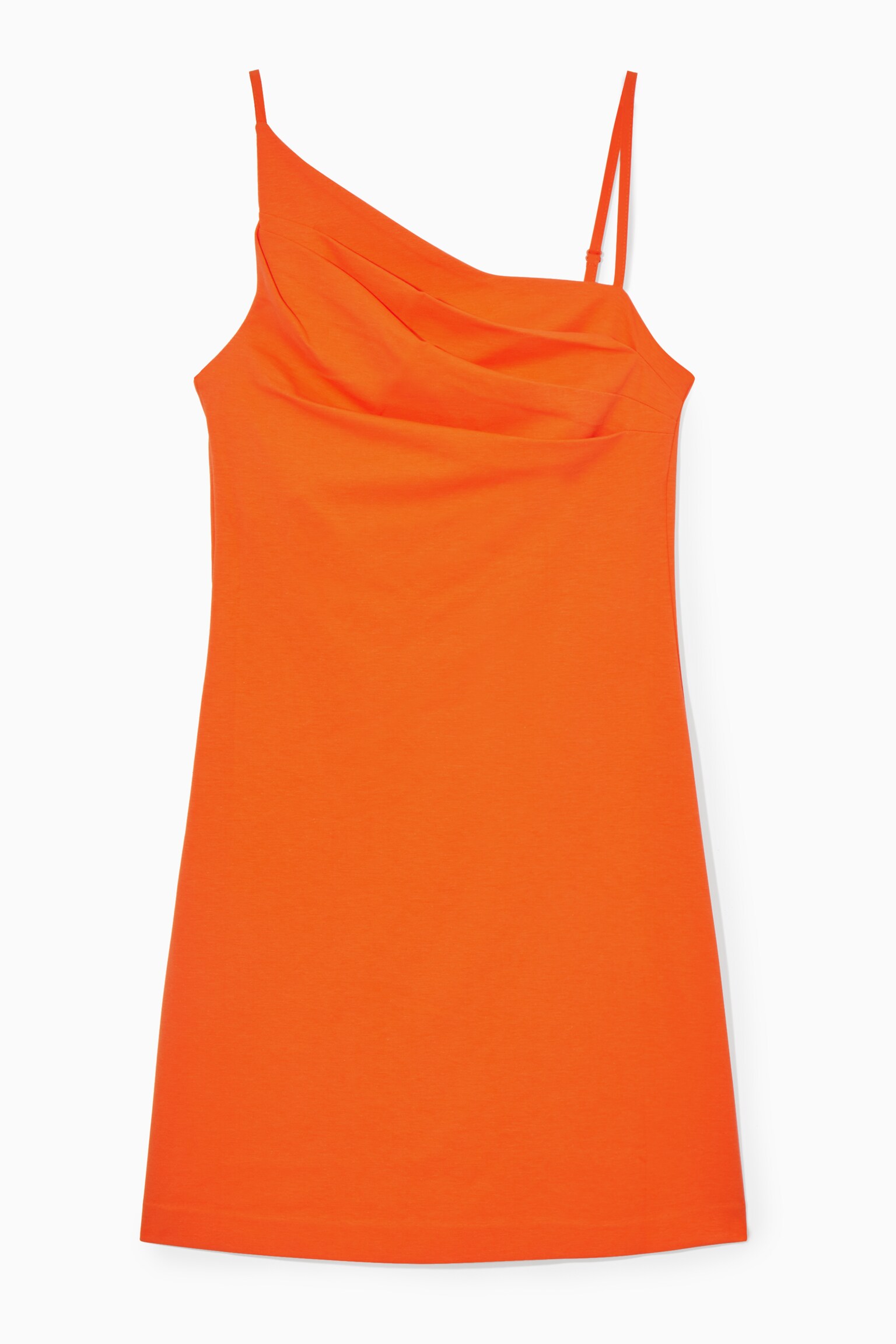 ASYMMETRIC DRAPED MINI DRESS - ORANGE/BLACK