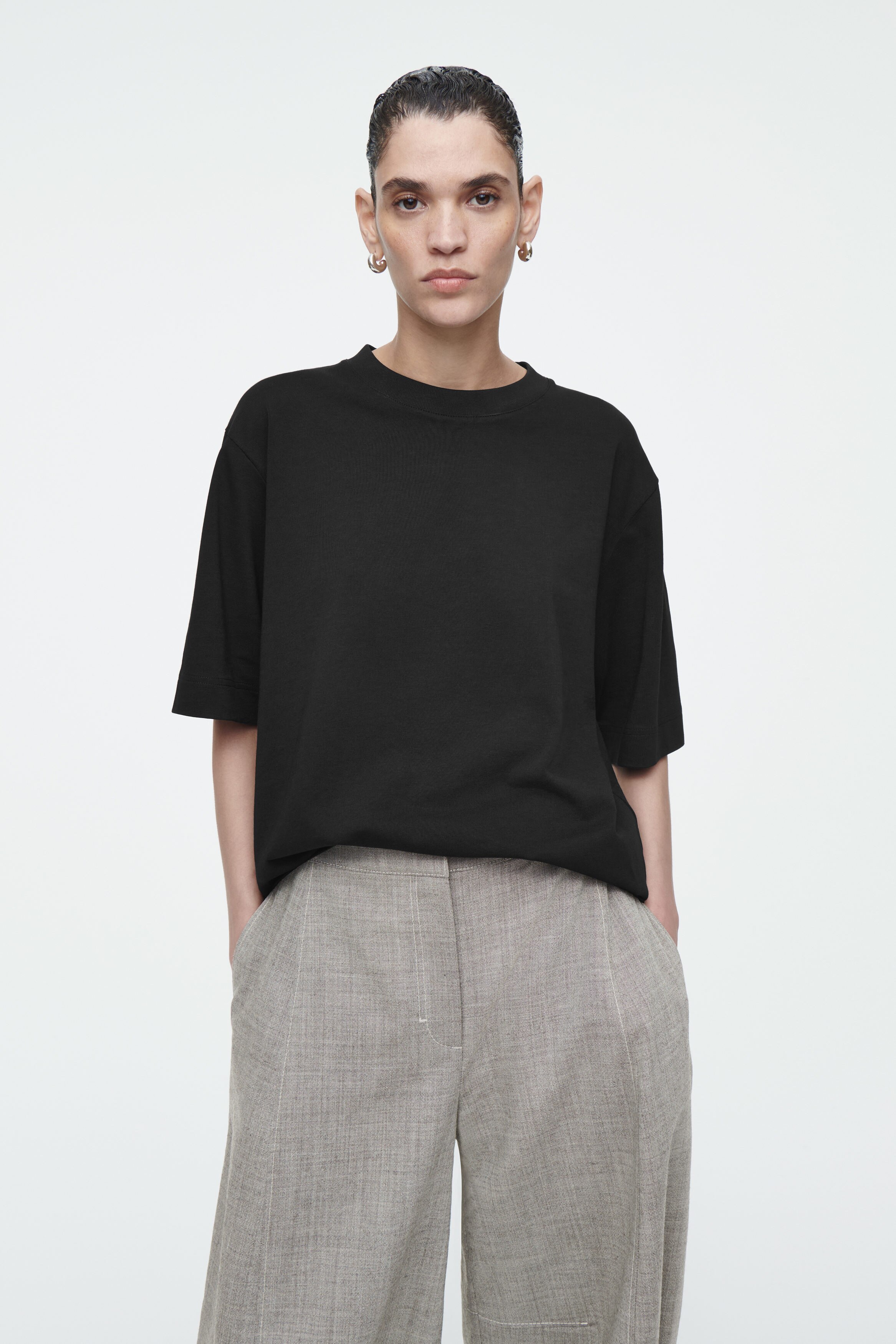 Tシャツ・カットソー OAMC Black Cotton Oversize T-Shirt Mens Summer Short Sleeve T Shirt, Loose Basic Solid O-Neck T