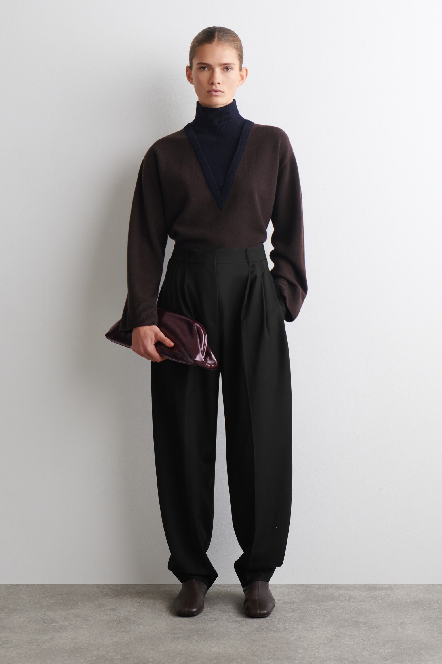 תיק קלאץ' אינגוט - עור - חום - 5