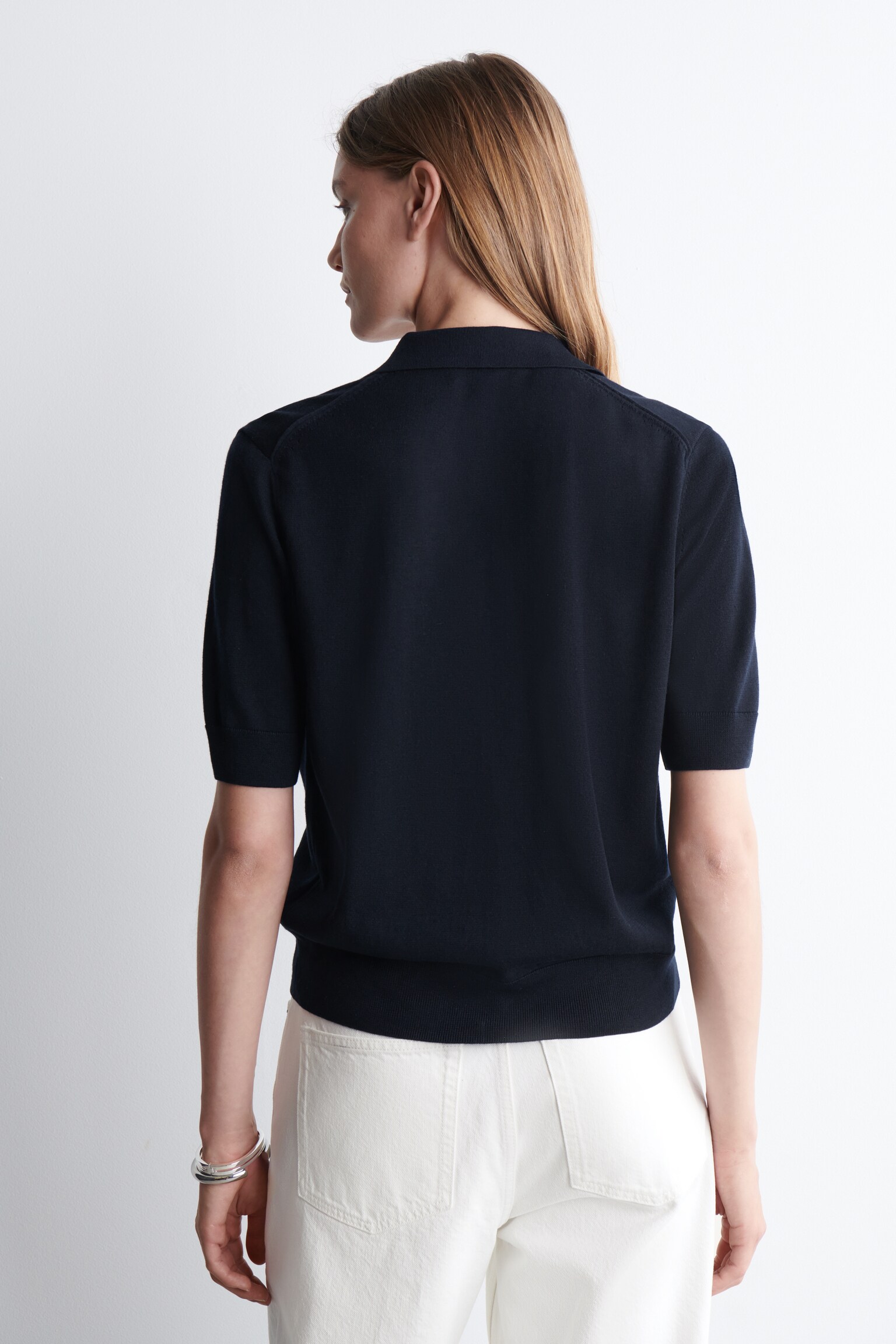 ПОЛО КАРДИГАН ОТ МЕРИНОСОВА ВЪЛНА - ТЪМНО СИНЬО/ЧЕРВЕНО/СИВО МЕЛАНЖ - 3