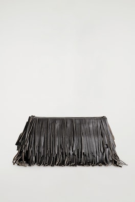 FRINGED CLUTCH - LEATHER — MAHOGANY 5