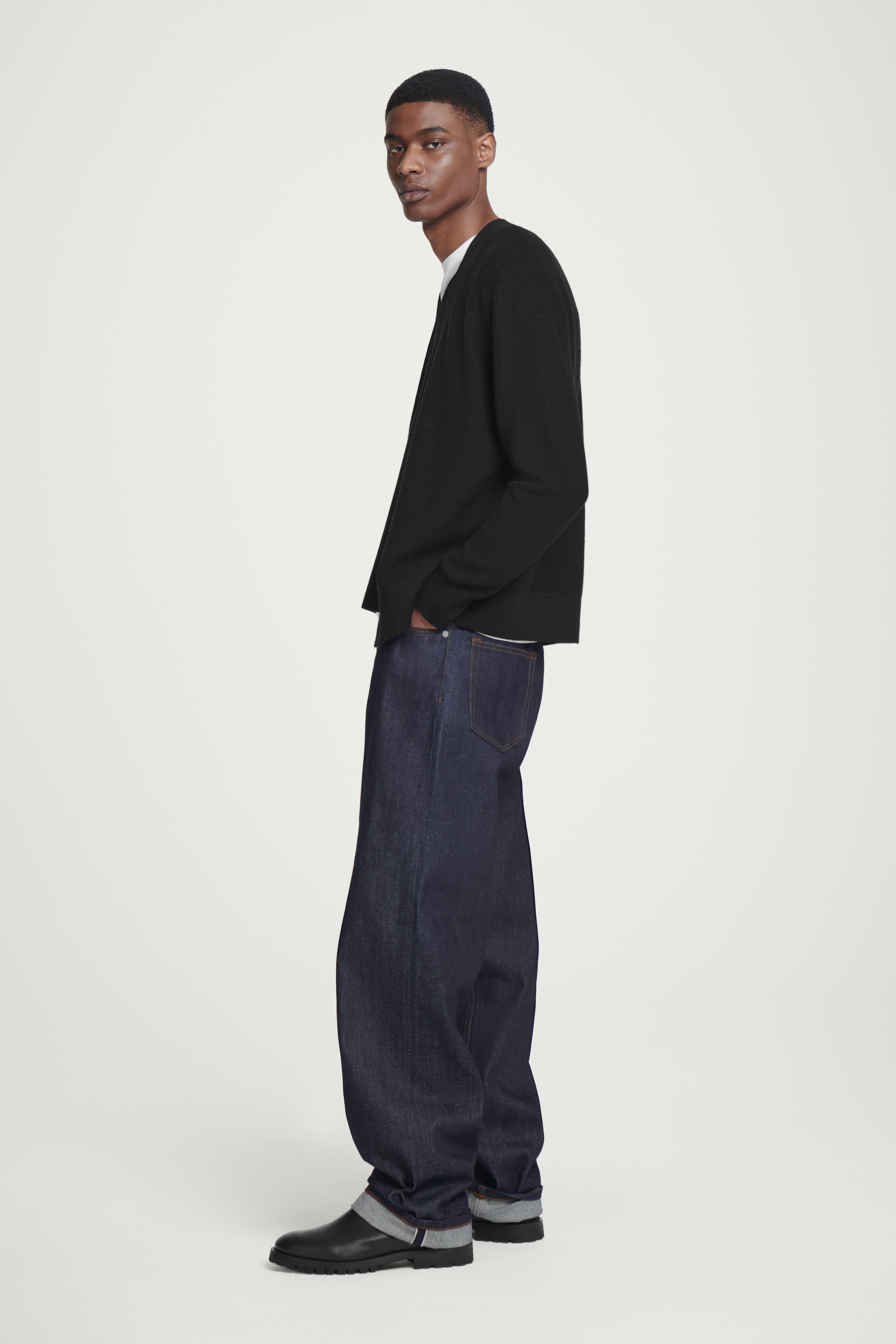 View larger image: TEXTURED MERINO WOOL CARDIGAN - BLACK - Men | H&M GB 3