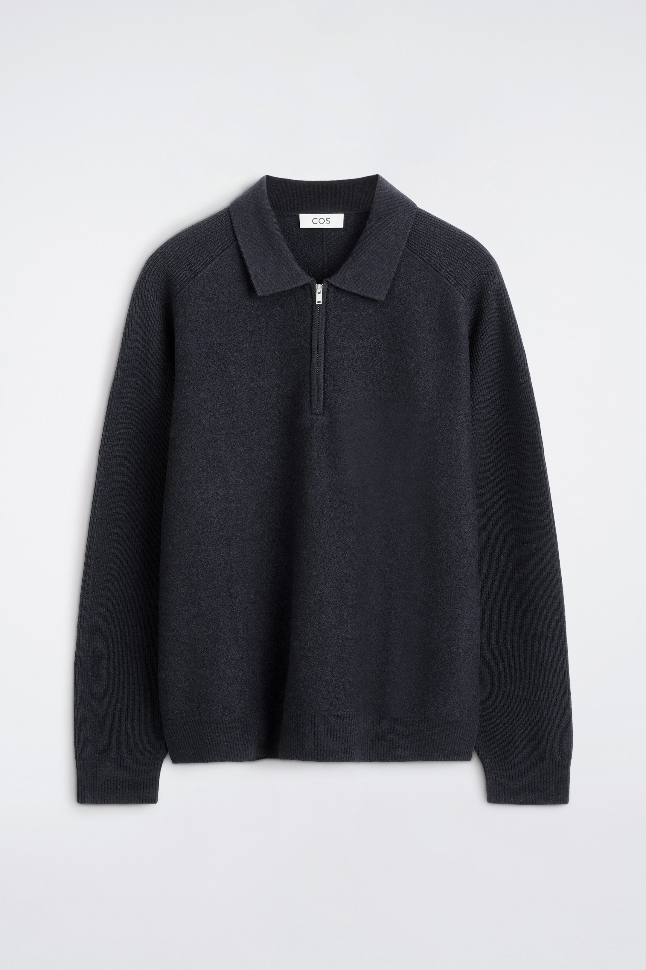 PULL ZIPPÉ EN LAINE BOUILLIE À EMPIÈCEMENTS