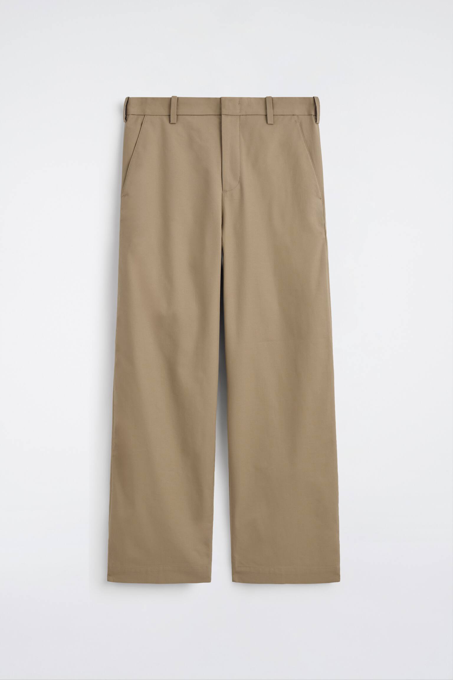 BAWEŁNIANE SPODNIE CHINO Z SZEROKIMI NOGAWKAMI - BEŻOWY/CZARNY - 1