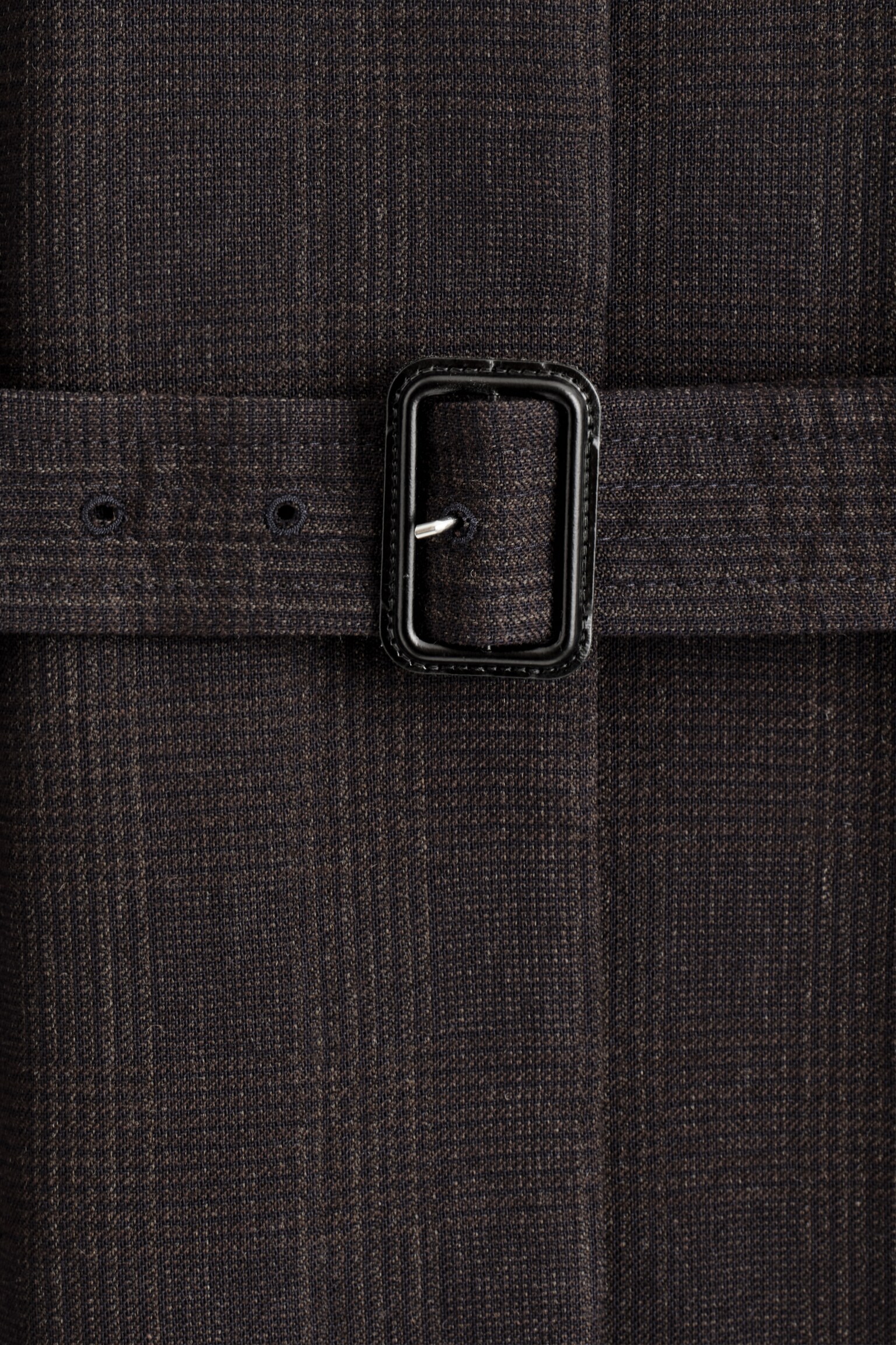 TRENCH IN MISTO LANA - MARRONE SCURO / QUADRI/BLU NAVY - 5