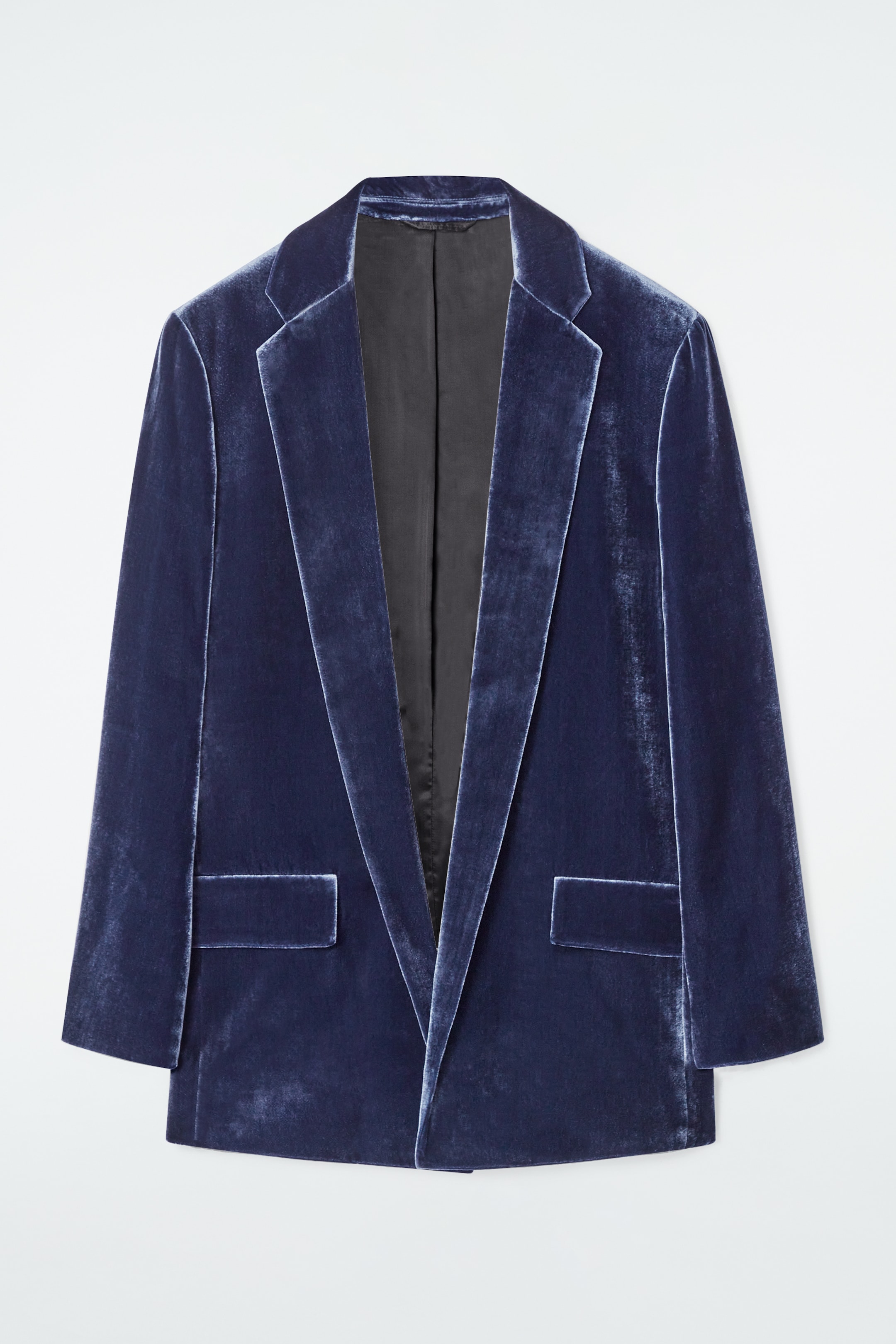 Agrandir l'image: BLAZER EN VELOURS DE SOIE MÉLANGÉE - BLEU - FEMME | H&M CH 7