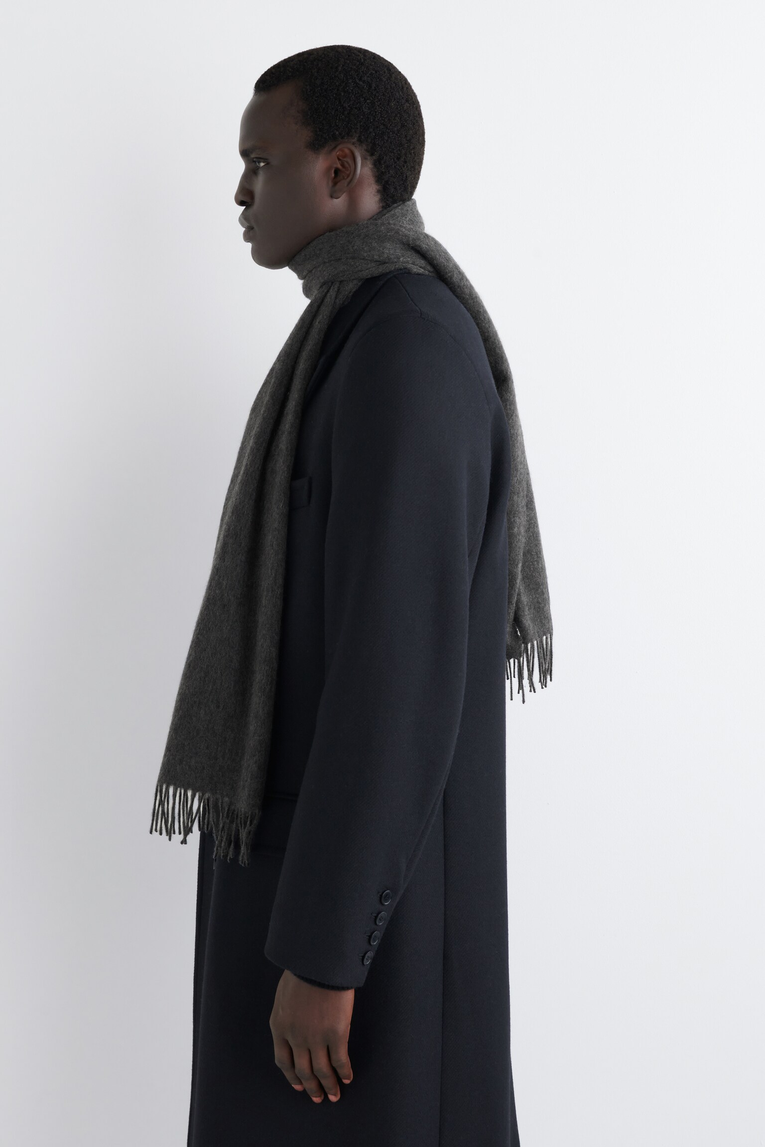 CASHMERE SCARF - CHARCOAL/BEIGE - 5